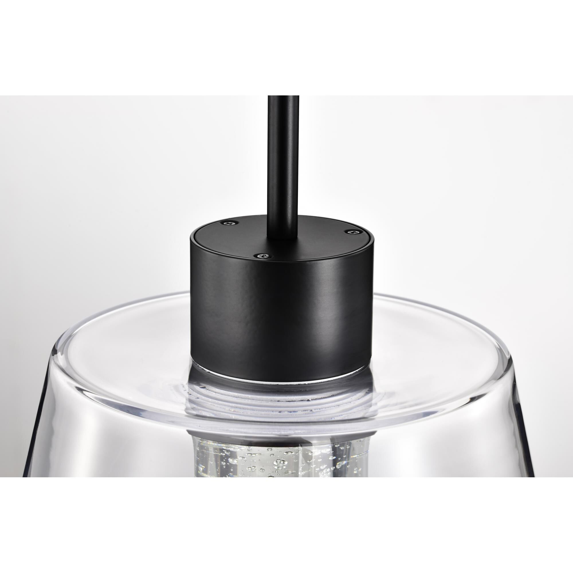 Shown in Matte Black finish and Clear K9 Bubble Crystal glass