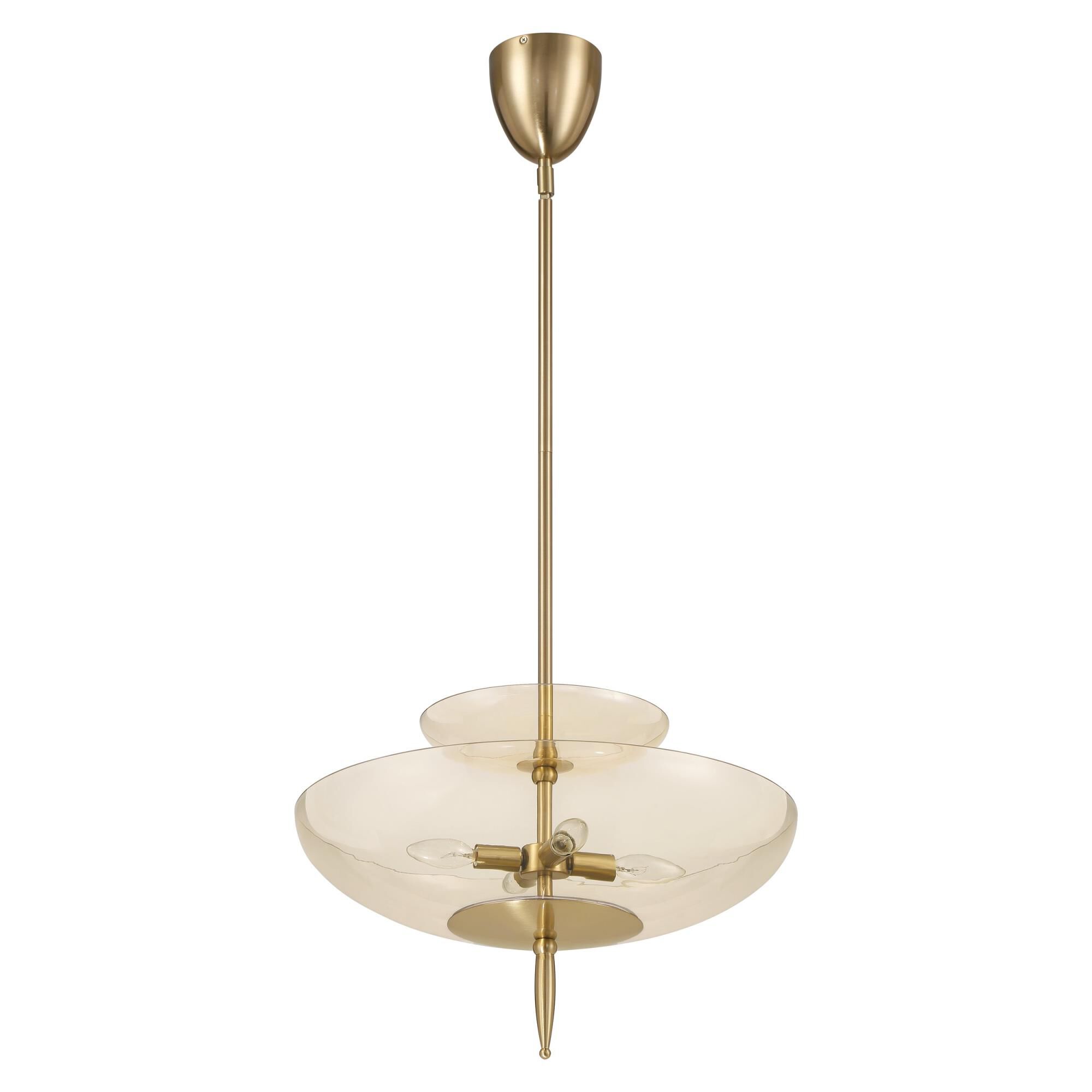 Shown in Brushed Gold finish and Smoked Amber glass