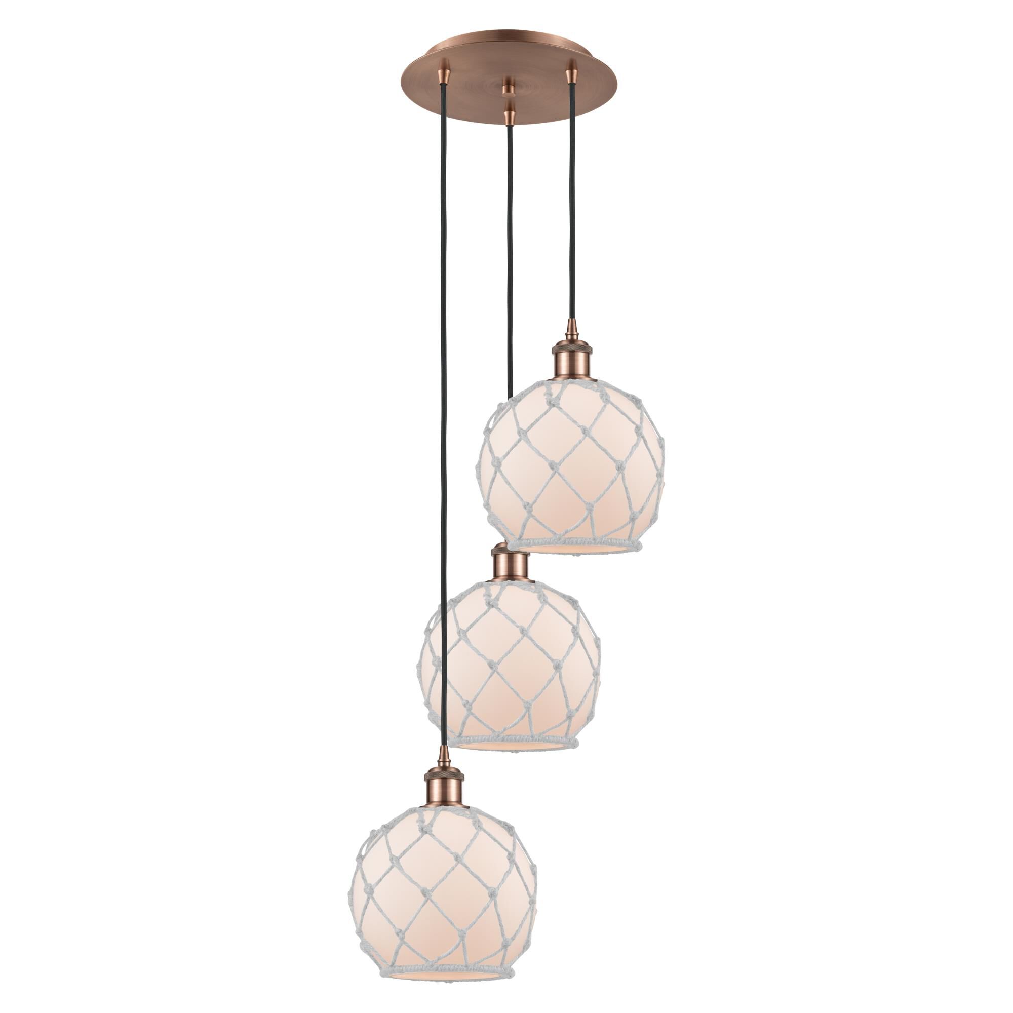Shown in Antique Copper finish and White with White Rope glass