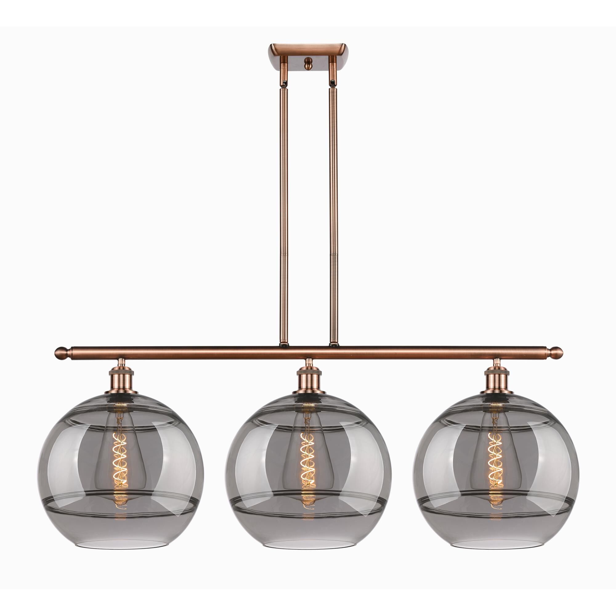 Shown in Antique Copper finish and Light Smoke glass