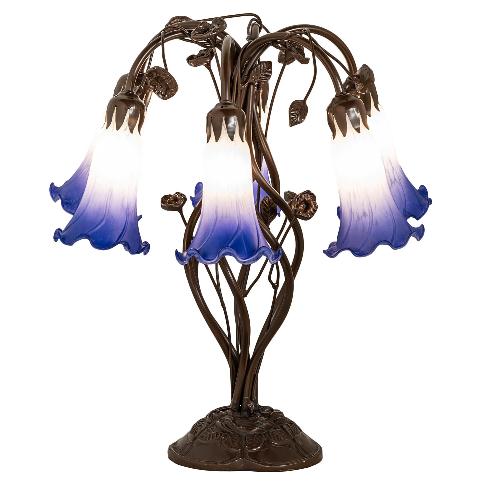Shown in Mahogany Bronze finish and Blue;White glass