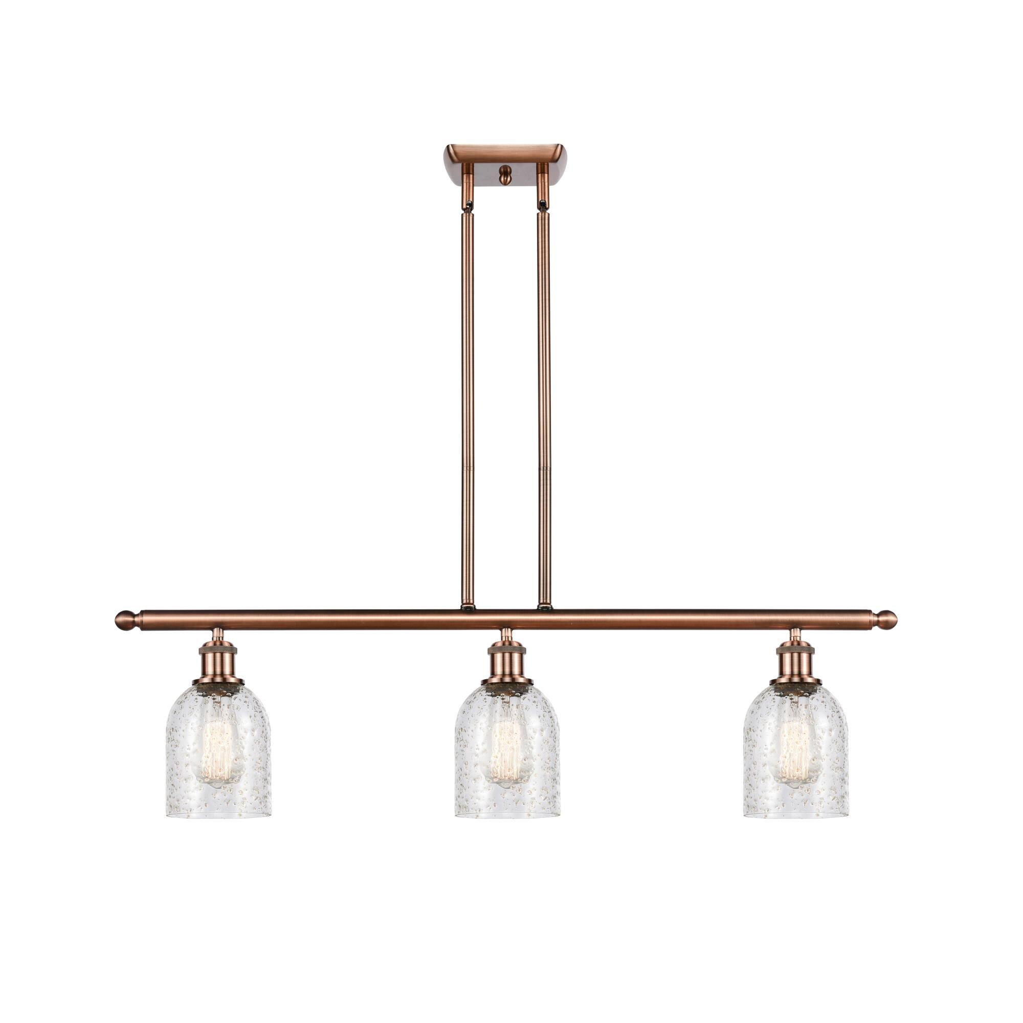 Shown in Antique Copper finish and Bell glass and Glass shade