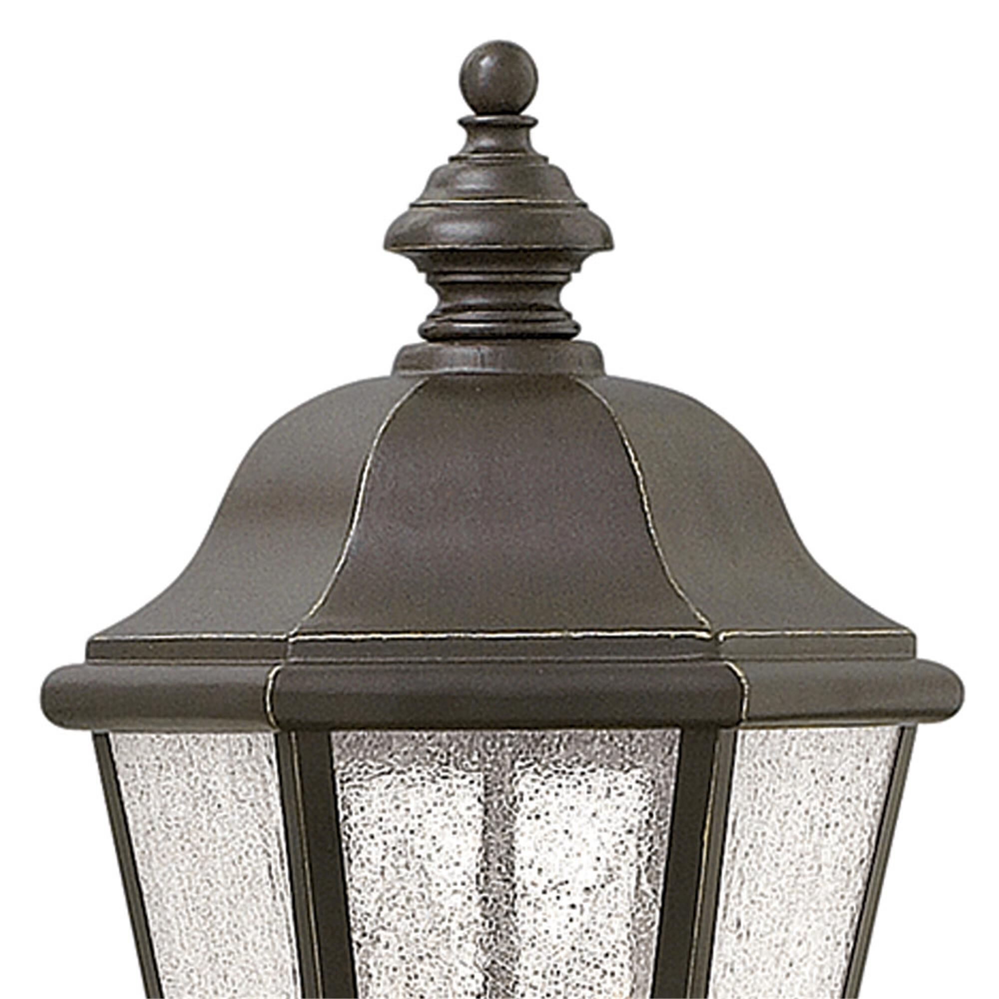 Shown in Oil Rubbed Bronze finish and Clear Seedy glass