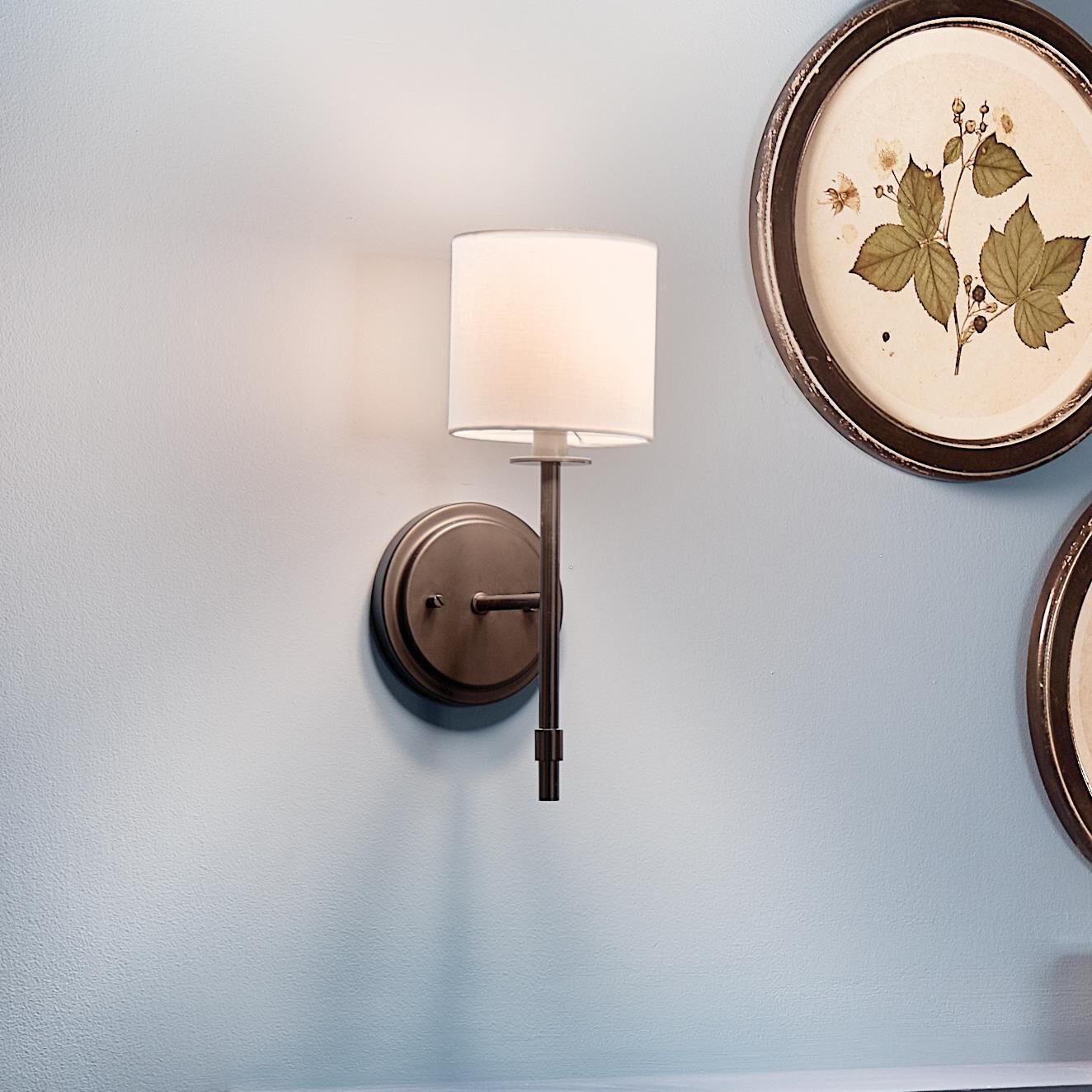 Shown in Black finish and Fabric and Drum shade