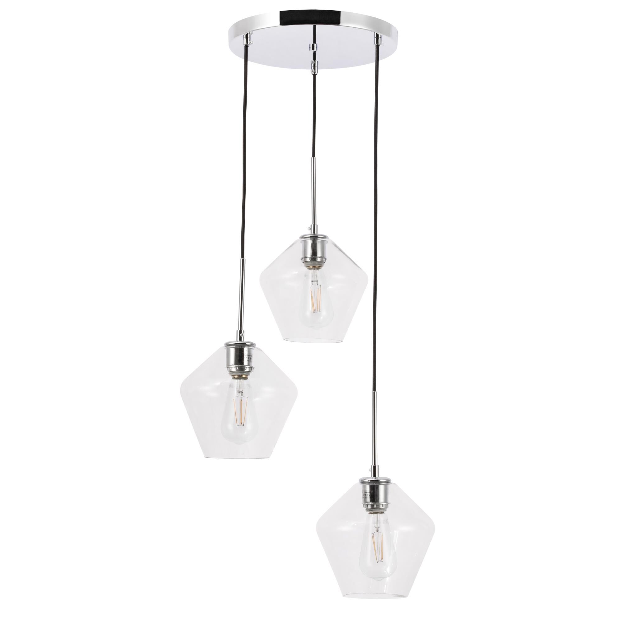 Gene 18 Inch 3 Light Multi Light Pendant by Elegant Lighting