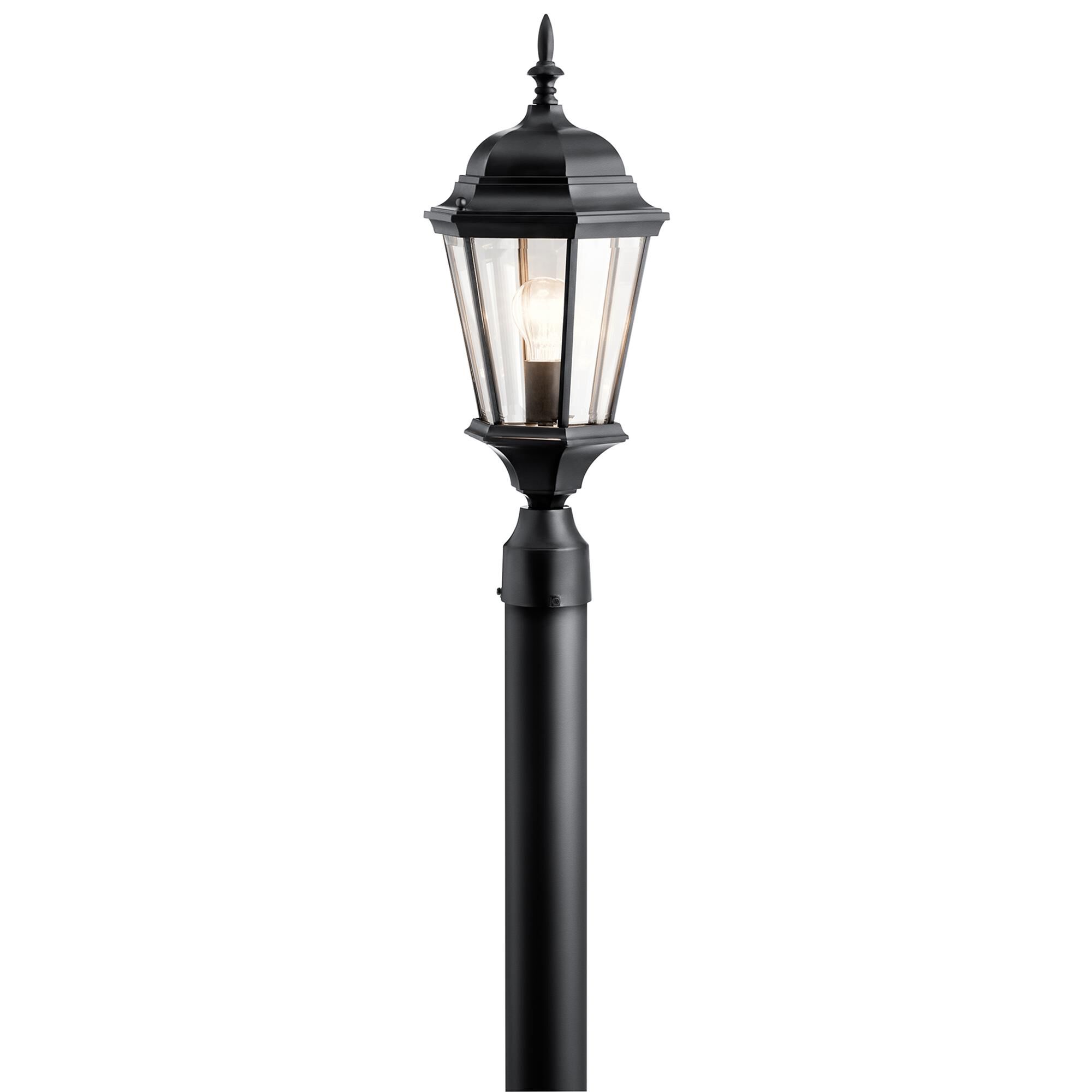 Shown in Black finish and Clear Beveled glass