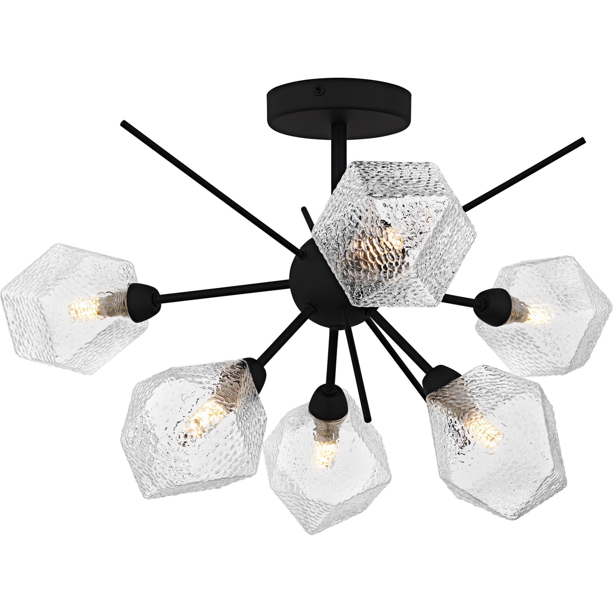 Shown in Earth Black finish and Clear Textured Glass shade