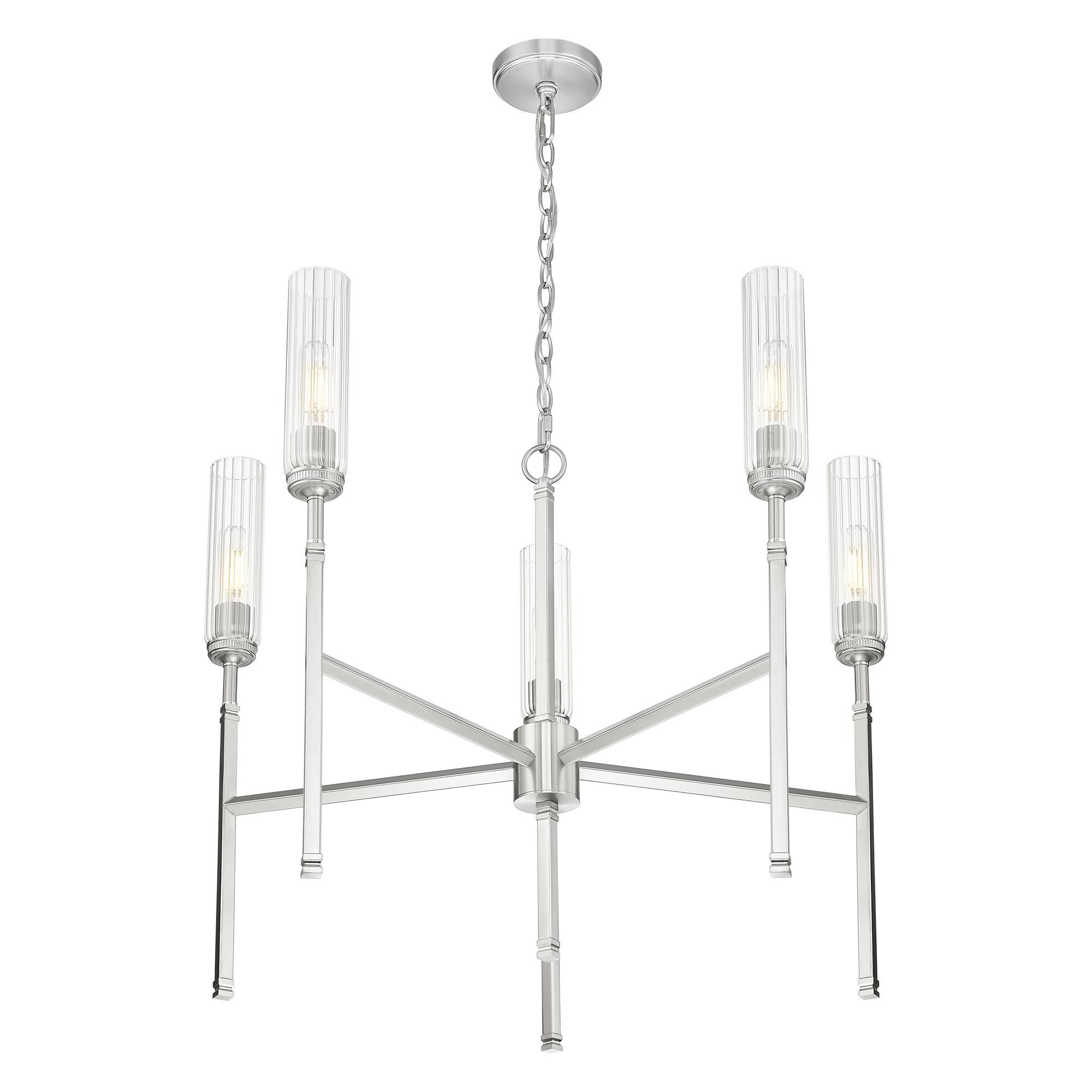 Shown in Brushed Nickel finish and Clear glass