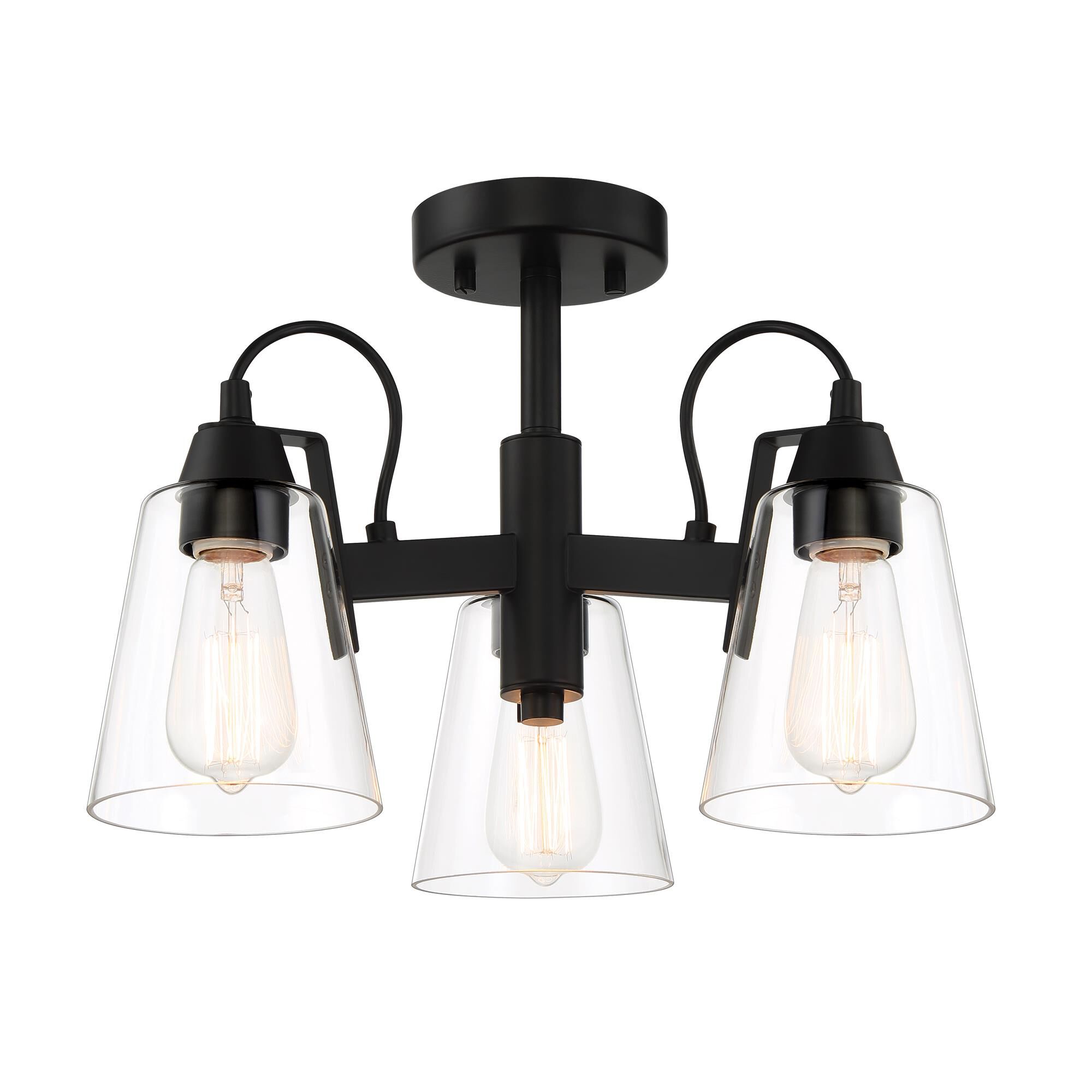 Shown in Coal finish and Clear glass and Glass shade