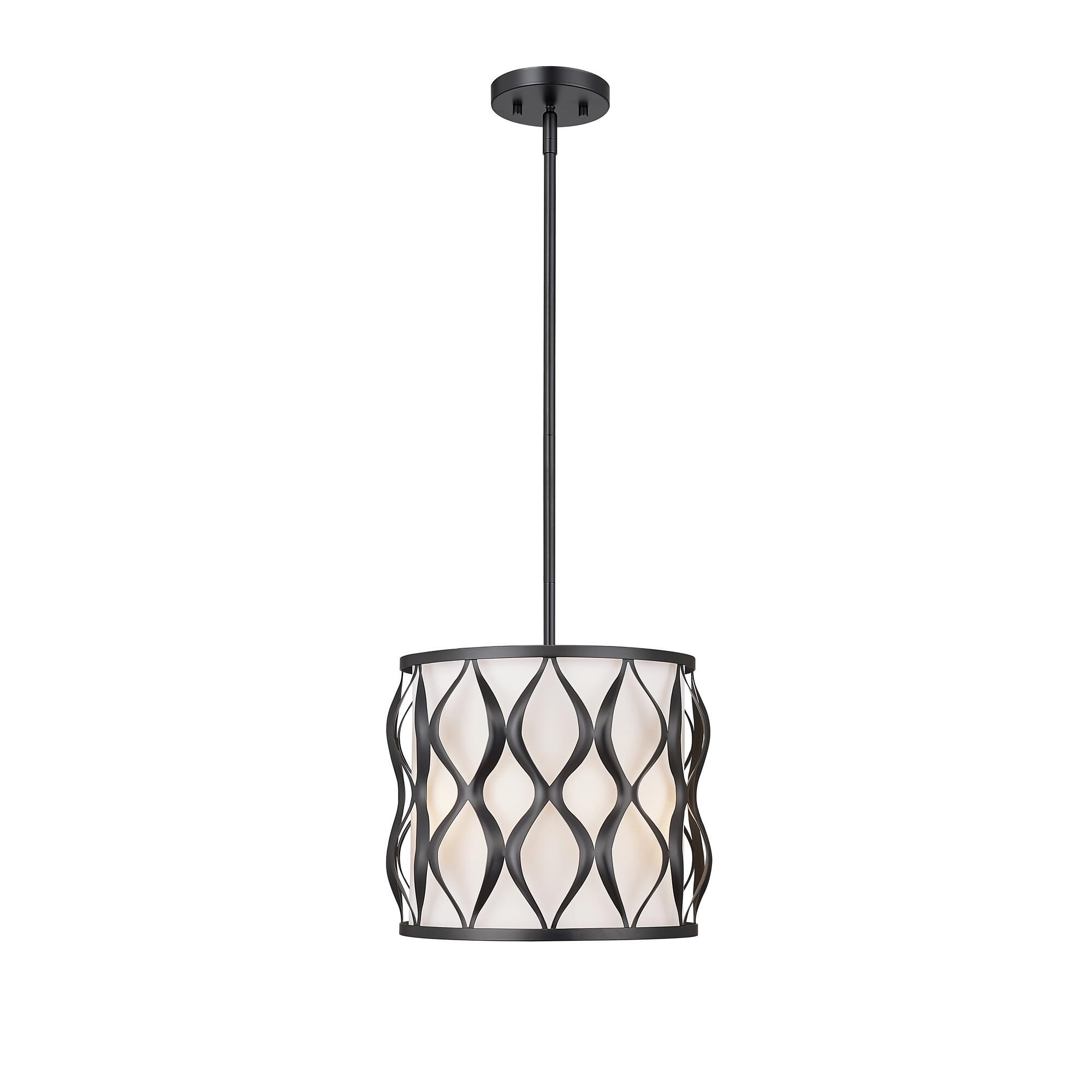 Shown in Matte Black finish and White glass and White shade