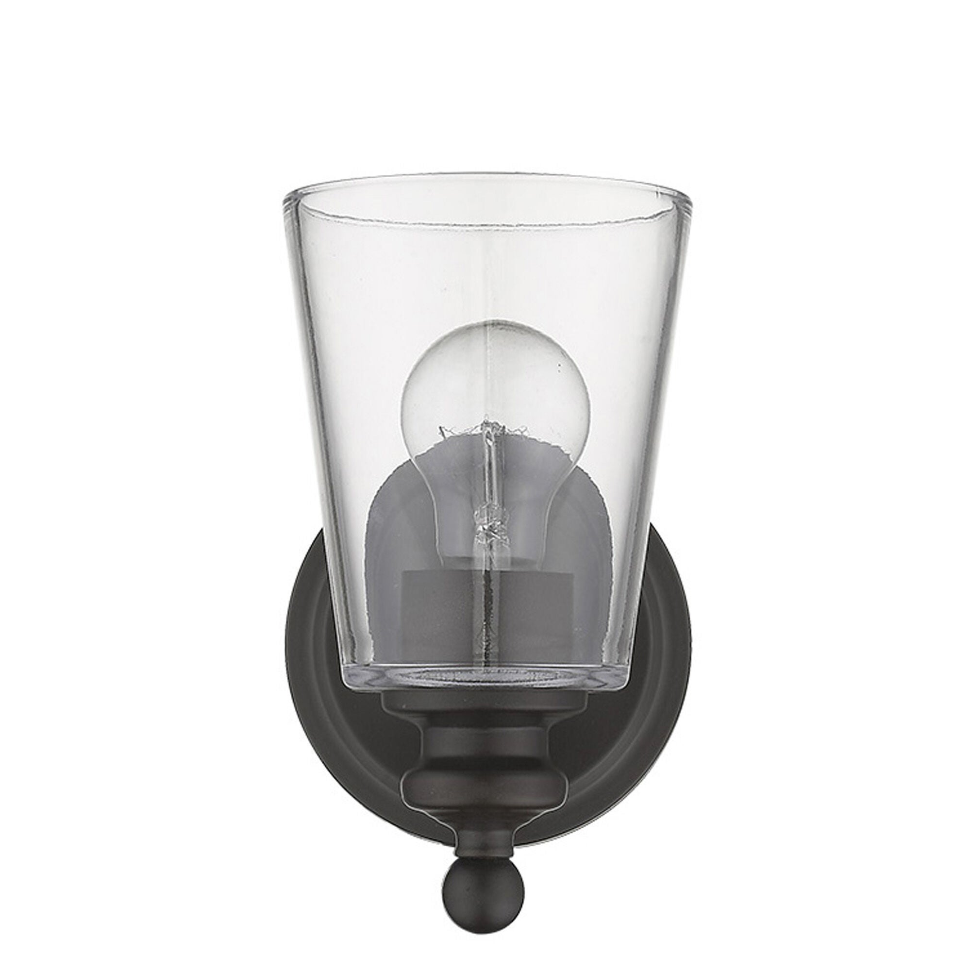 Shown in Oil-Rubbed Bronze finish and Clear glass and Clear, Cone Shaped Glass shade