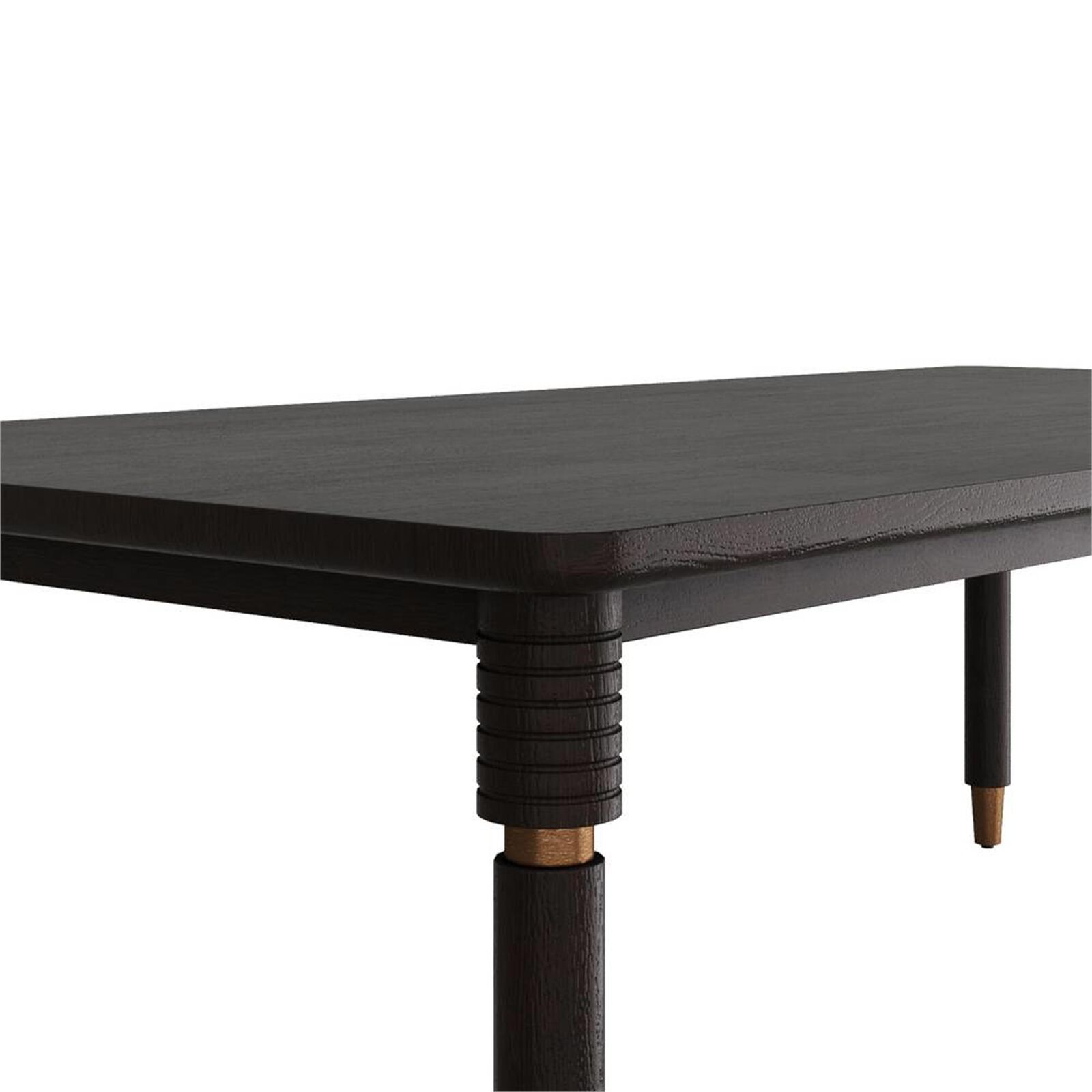 Close-up detail of the Andrade dining table corner and leg.