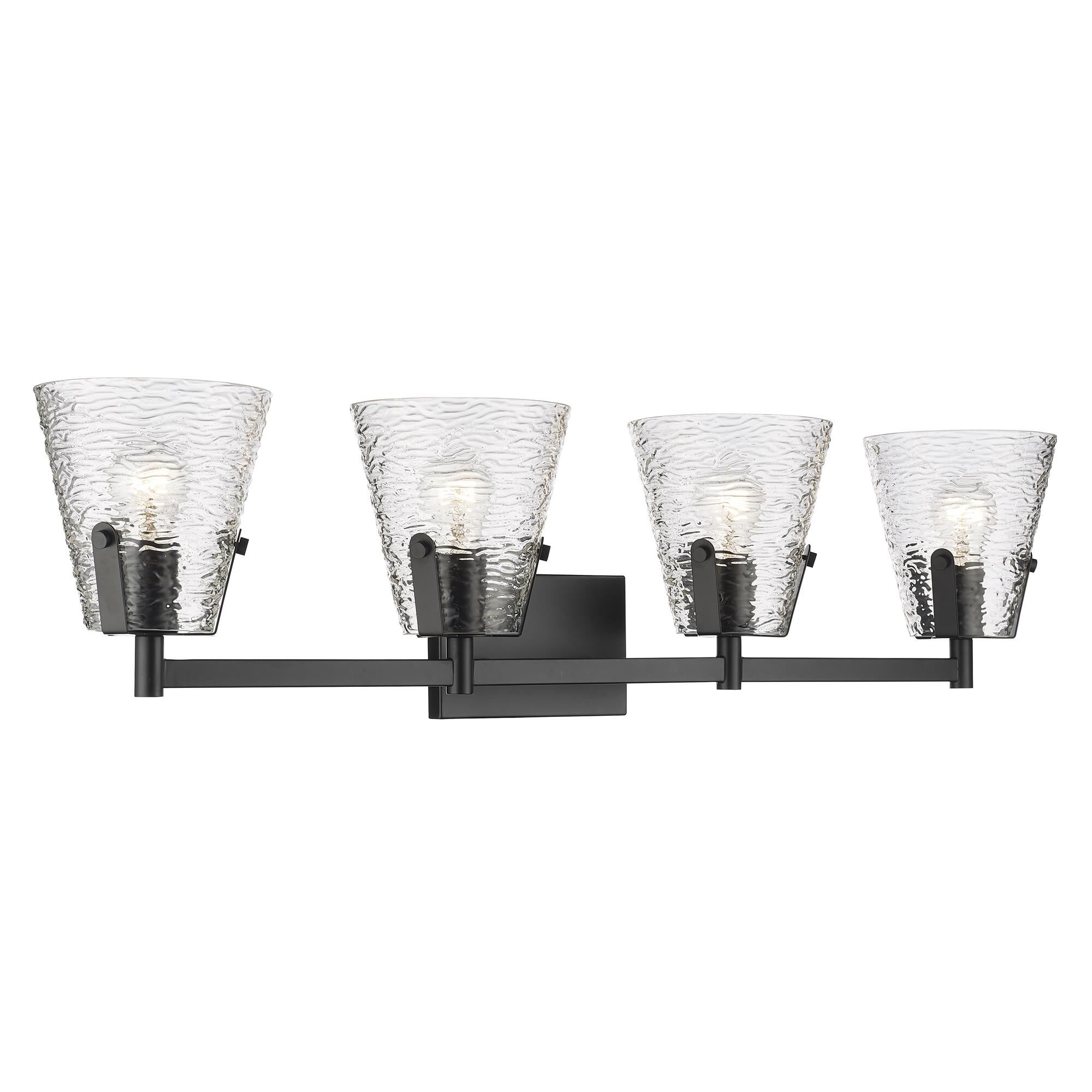 Shown in Matte Black finish and Clear Ribbed glass