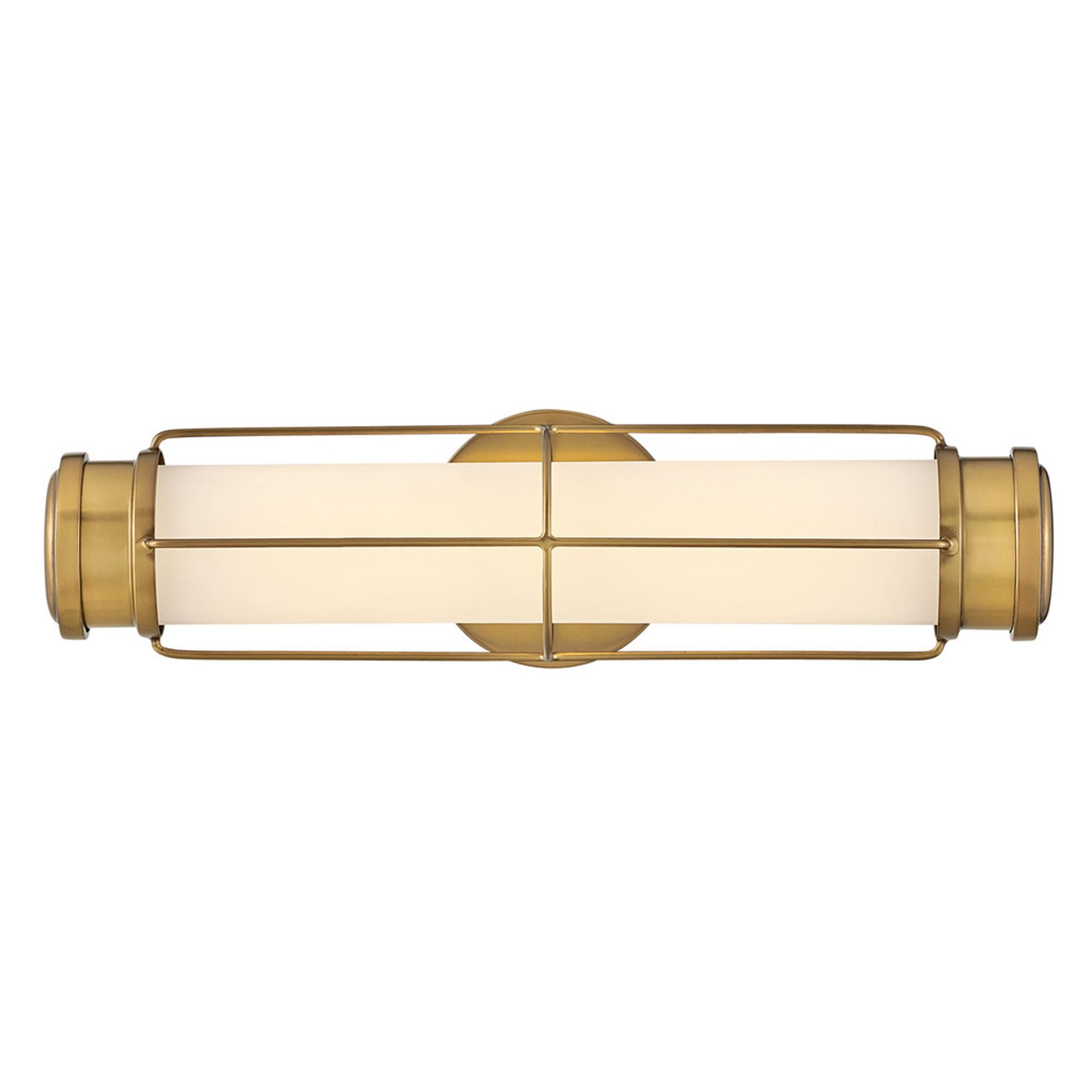 Shown in Heritage Brass finish and Etched Opal glass