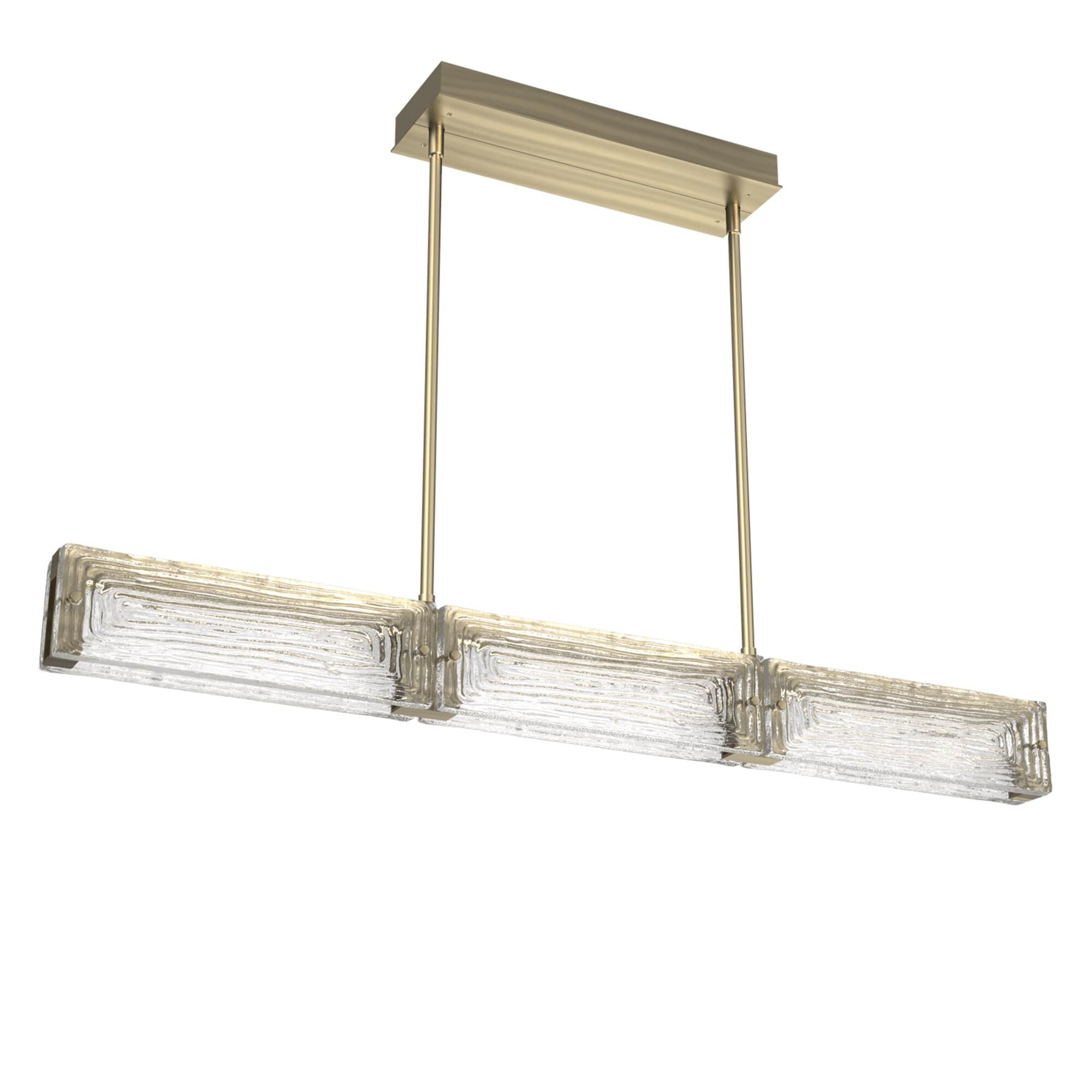 Shown in Heritage Brass finish and Linea Cast glass