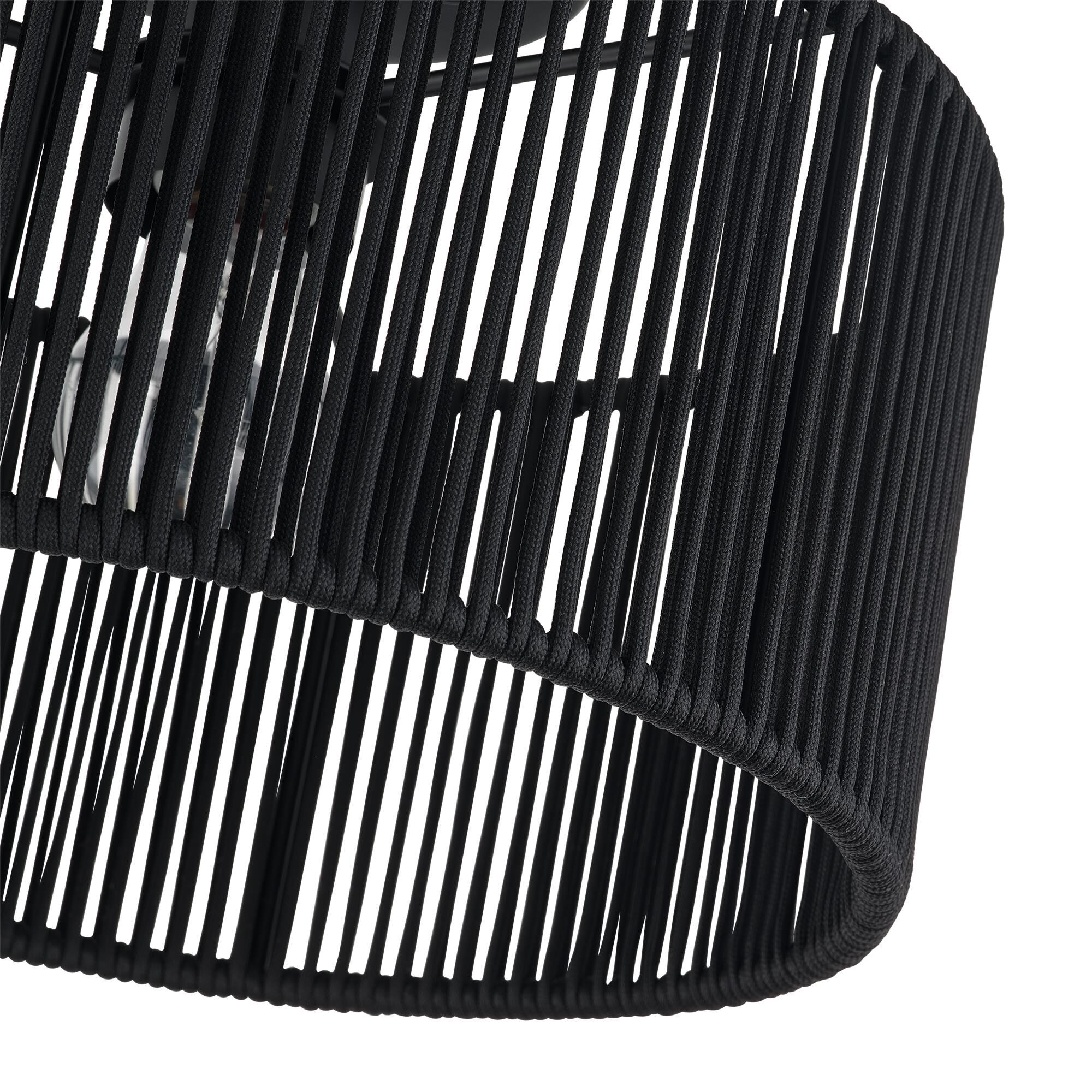 Shown in Black finish and Hand-Woven Parisian Night Color Polyester Rope shade