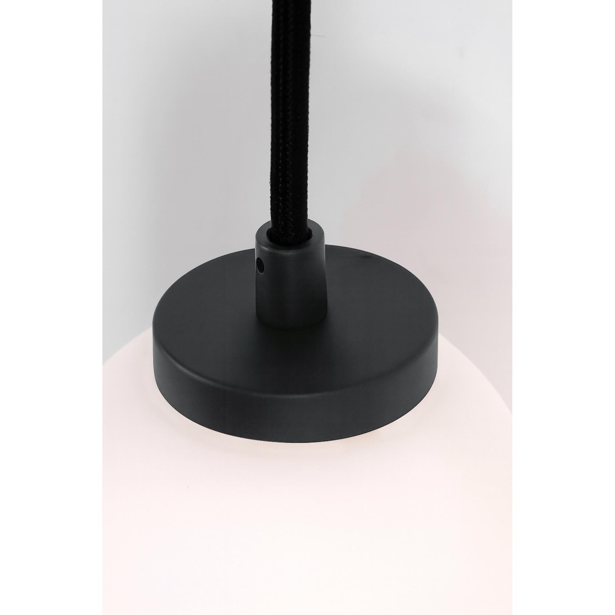 Shown in Black finish and White glass