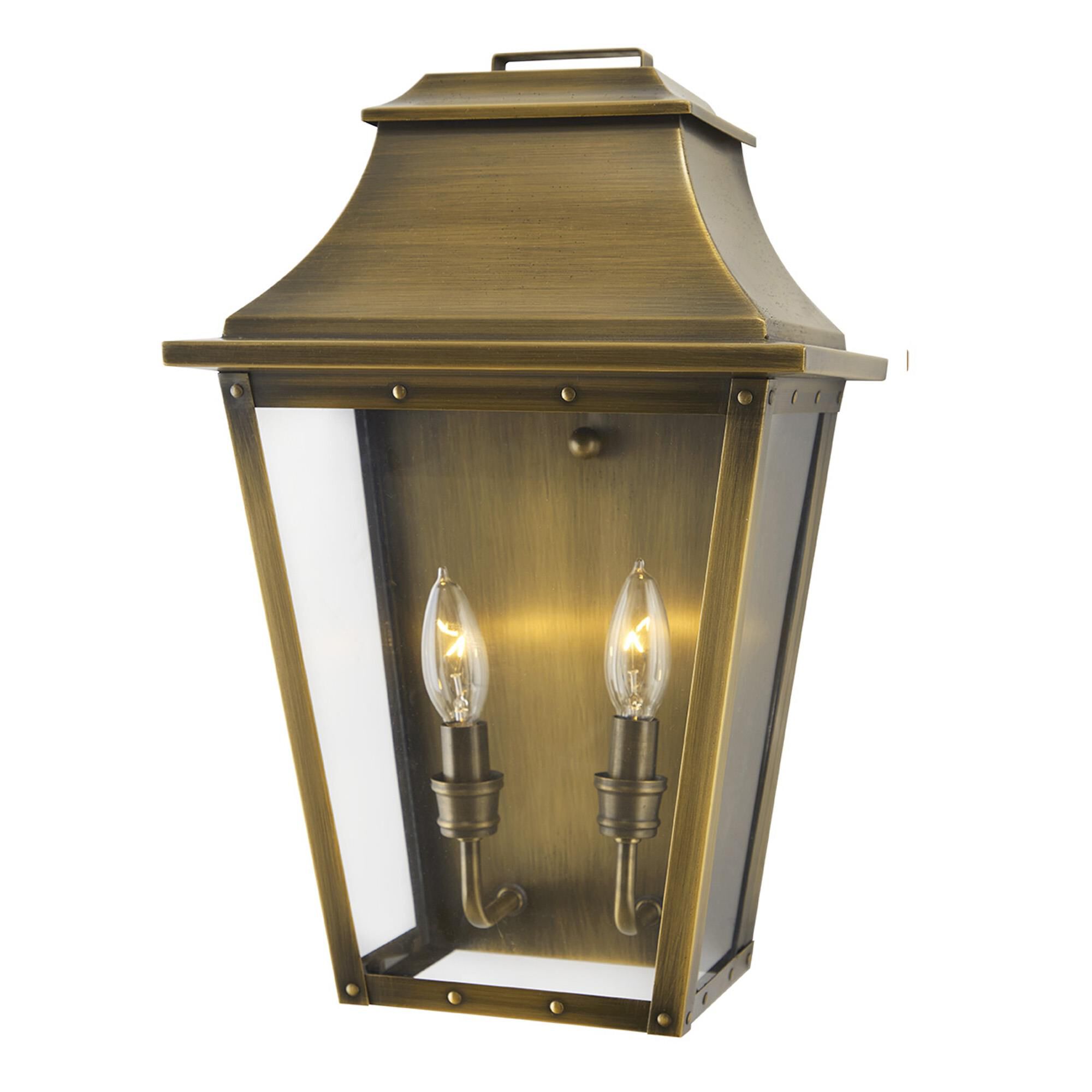 Shown in Aged Brass finish and Clear glass and Clear Beveled Glass Panes shade