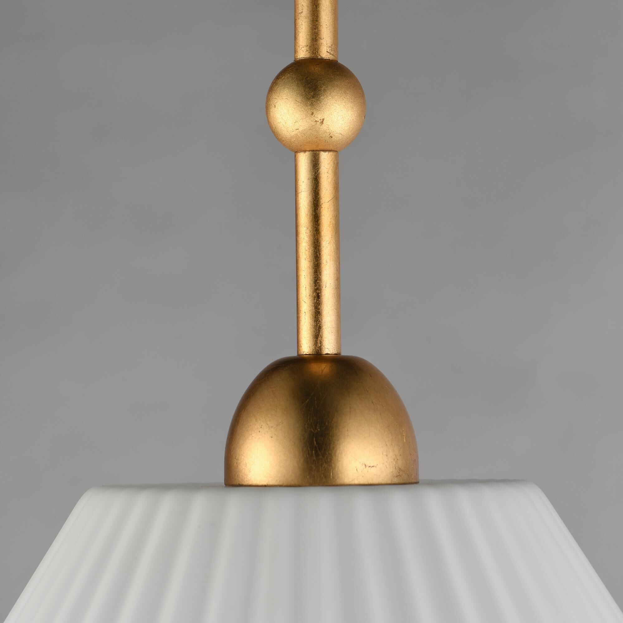 Shown in Gold Leaf finish and Satin White glass