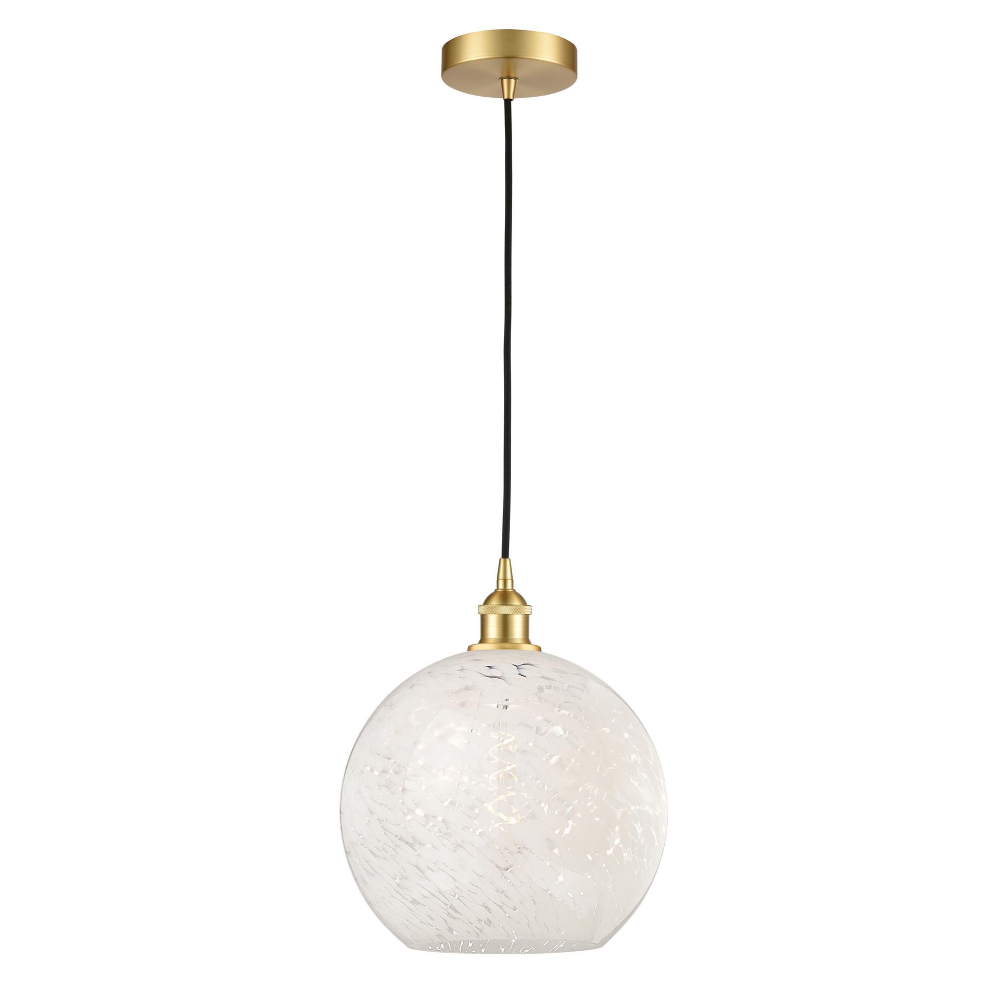 Shown in Satin Gold finish and White Mouchette glass