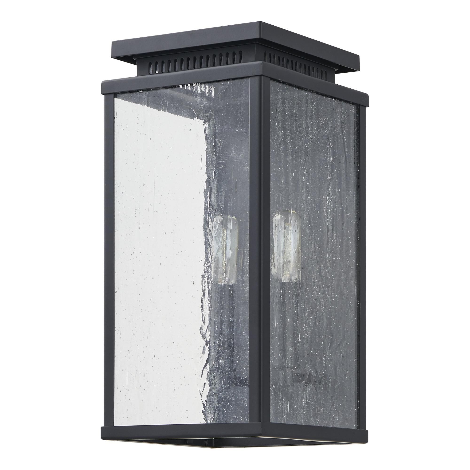 Shown in Matte Black finish and Clear Antique glass