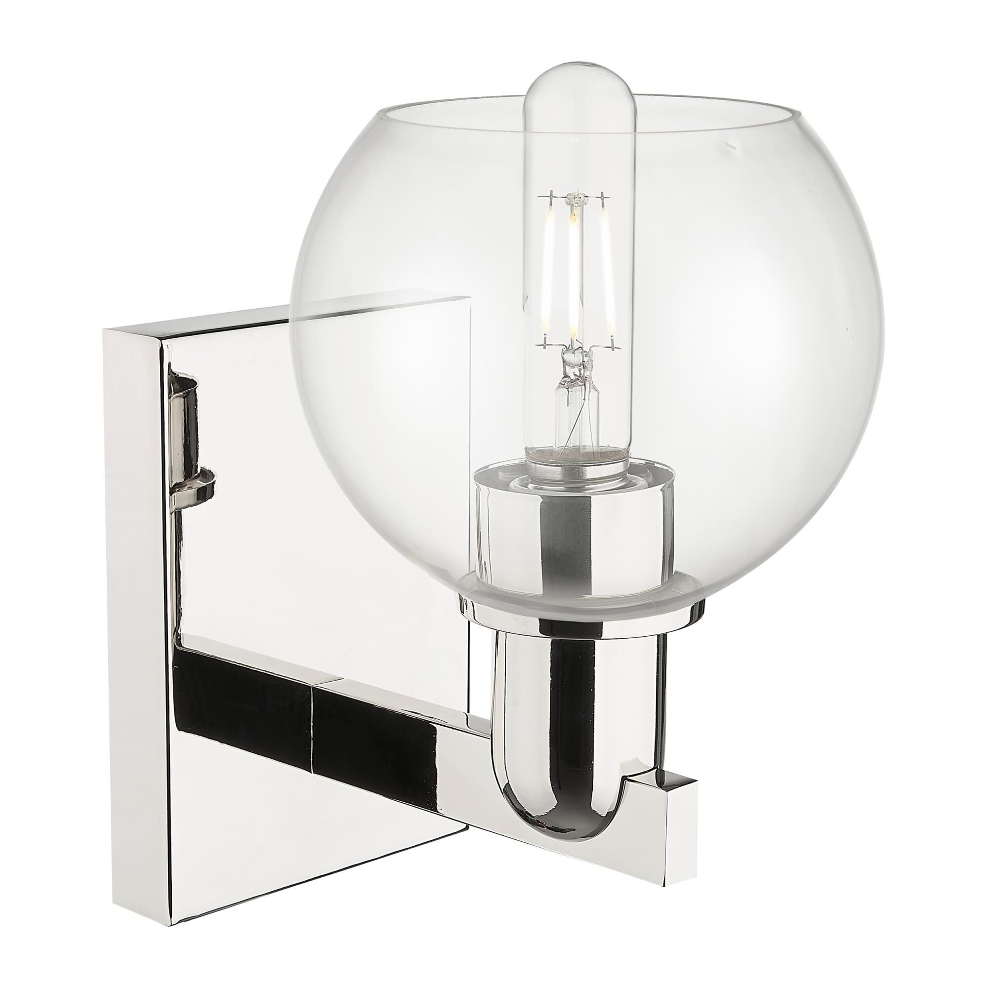 Shown in Polished Nickel finish and Clear glass