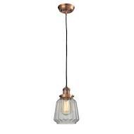 Shown in Antique Copper finish and Clear Fluted glass