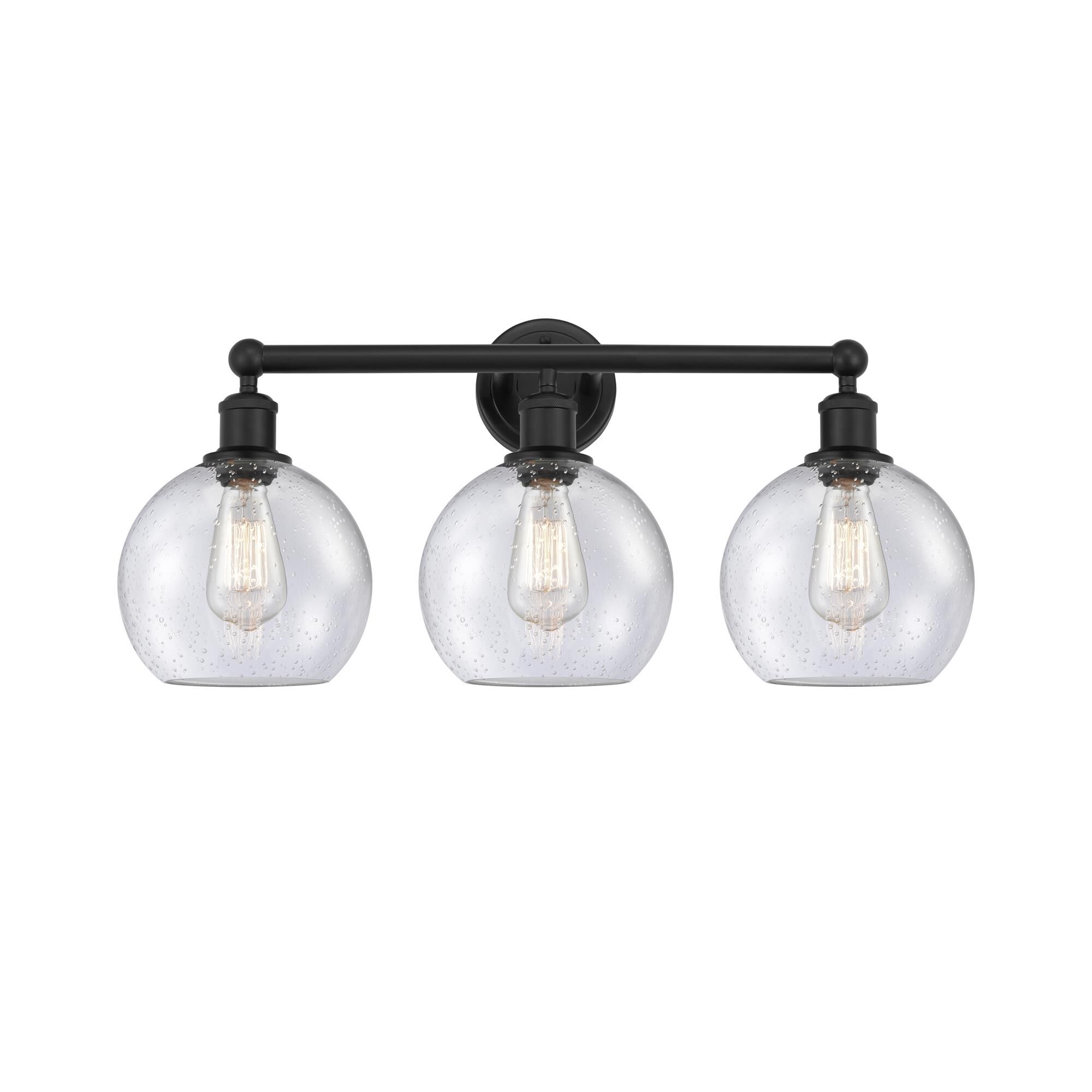Shown in Matte Black finish and Seedy glass