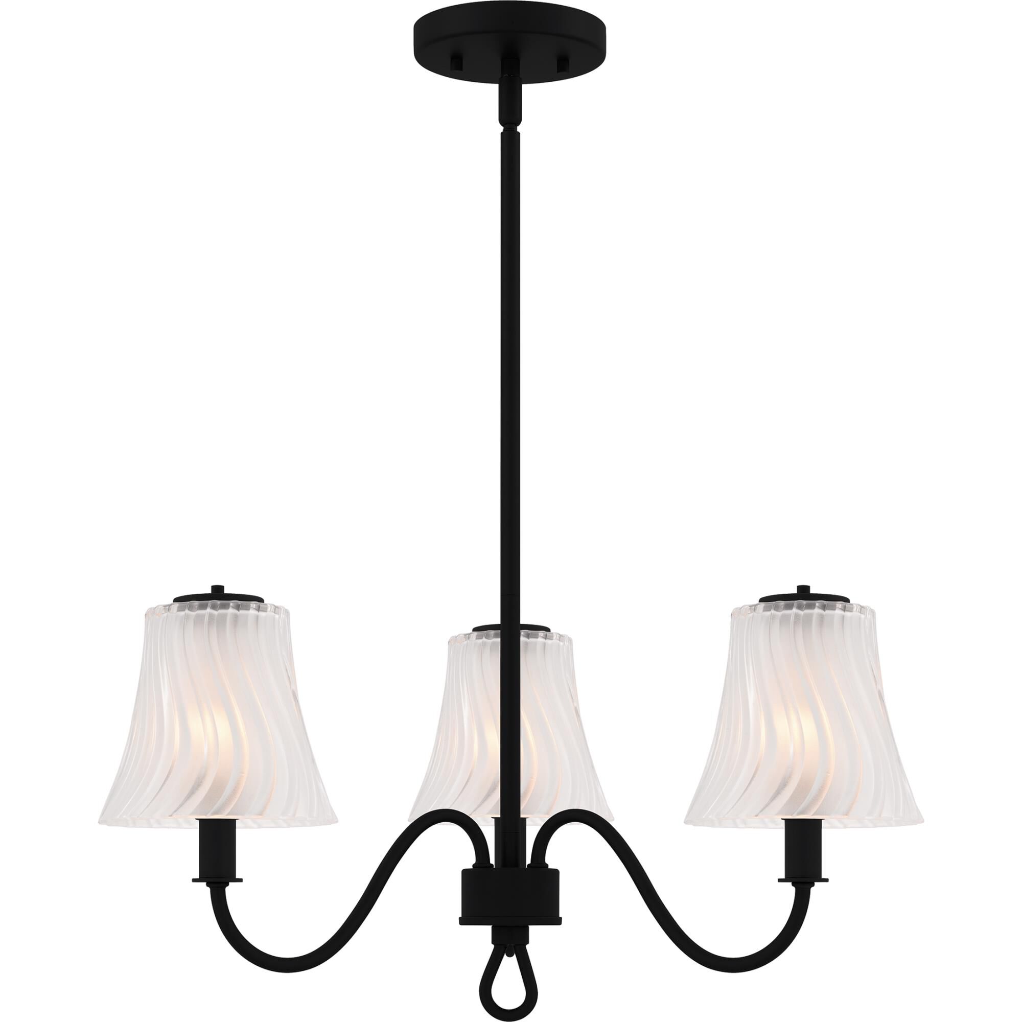 Shown in Matte Black finish and Clear Outside Sandblasted Inside Swirl Glass shade