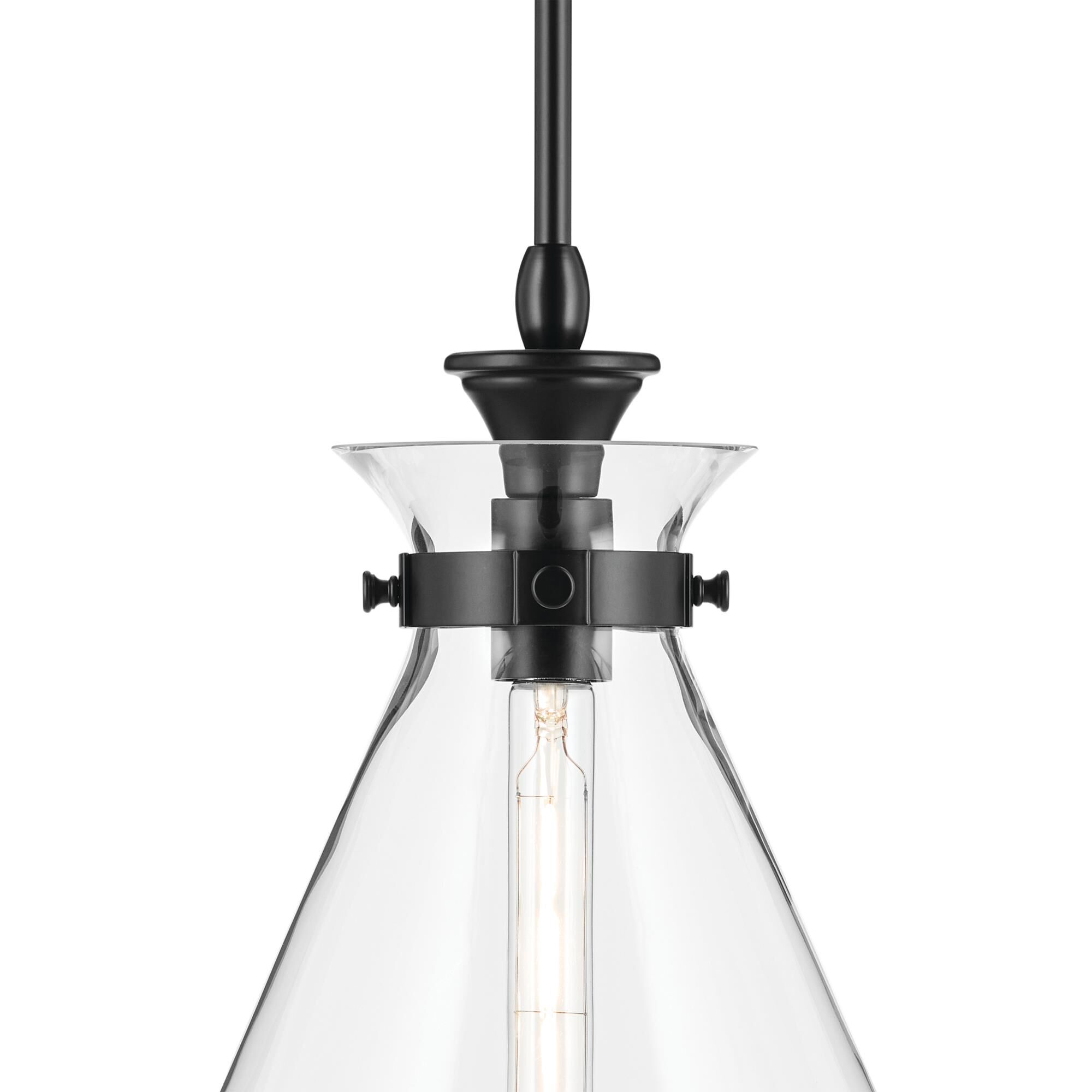Shown in Black finish and Clear glass
