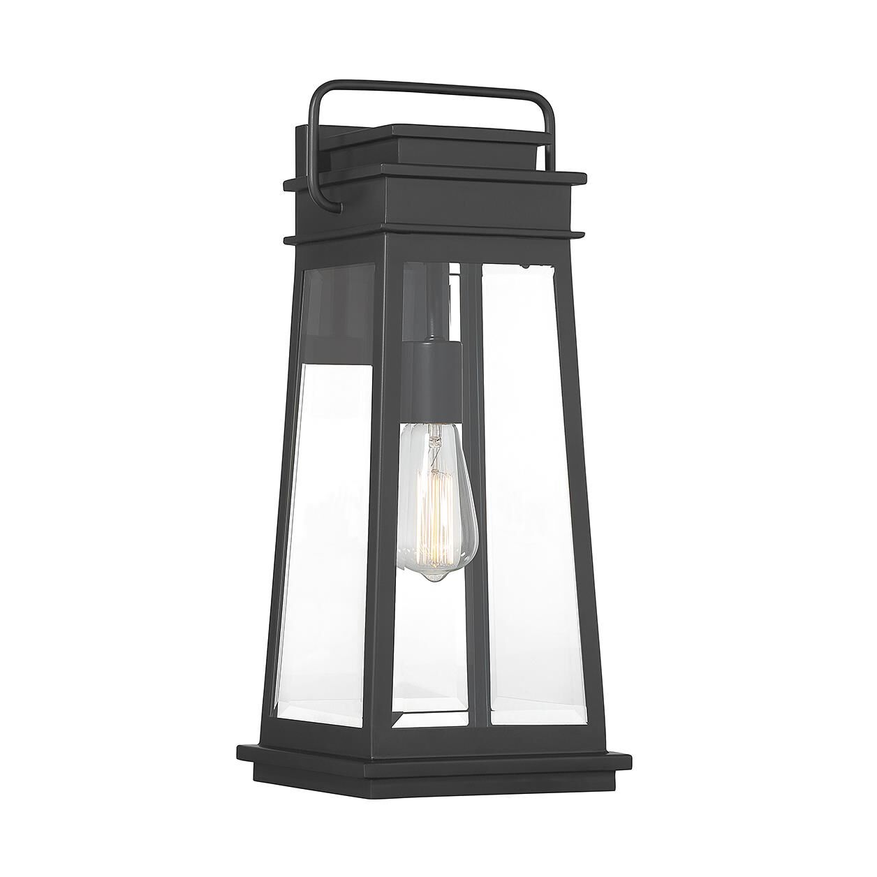 Shown in Matte Black finish and Clear Beveled glass and Glass shade