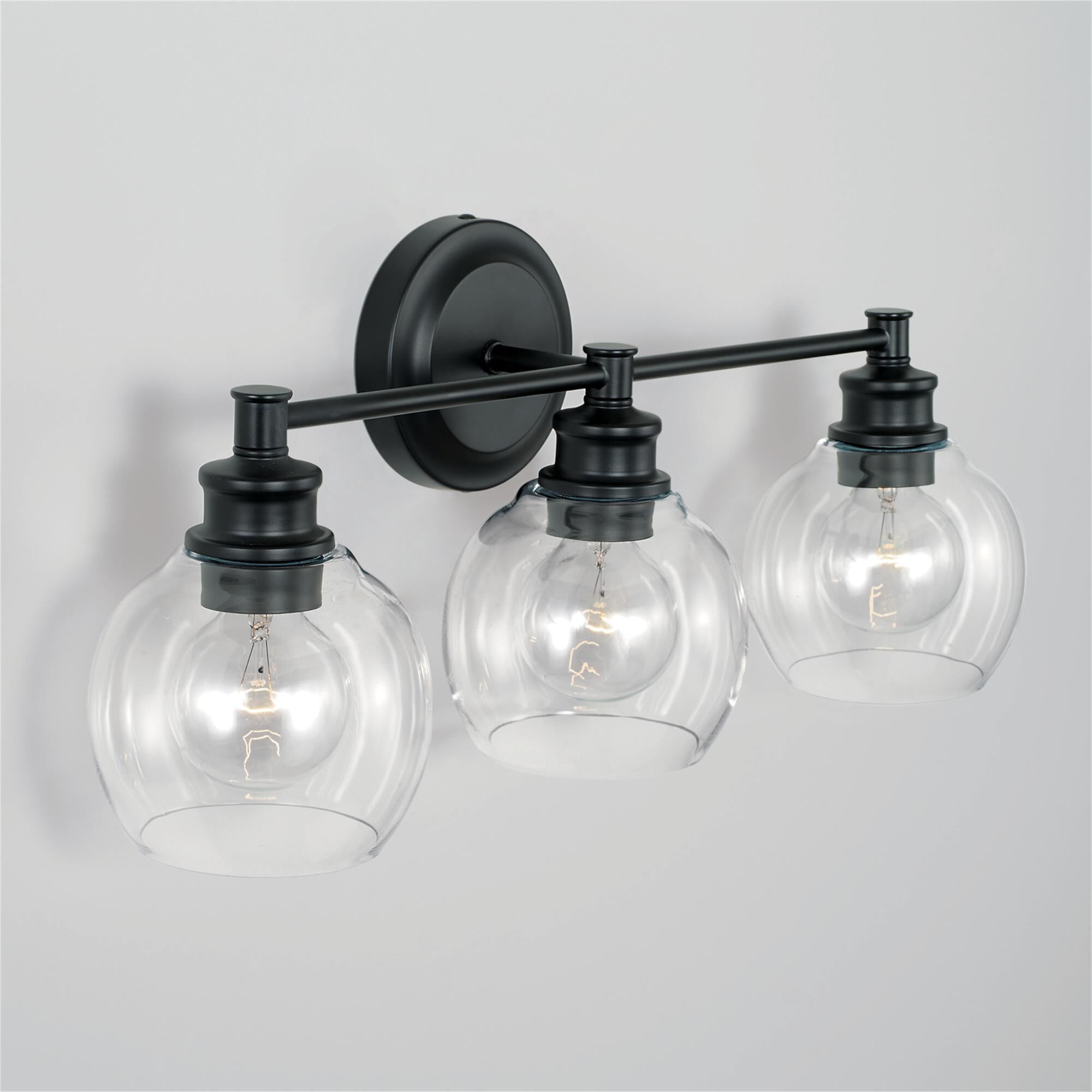 Shown in Matte Black finish and Clear glass