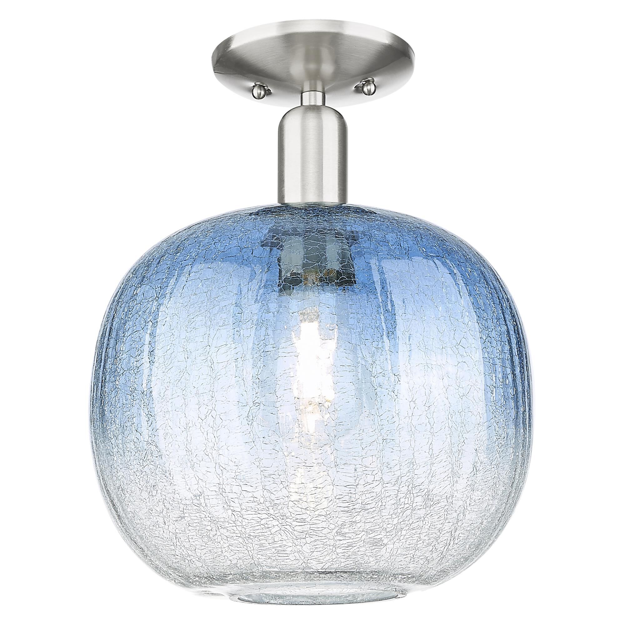 Shown in Brushed Satin Nickel finish and Sapphire Blue glass