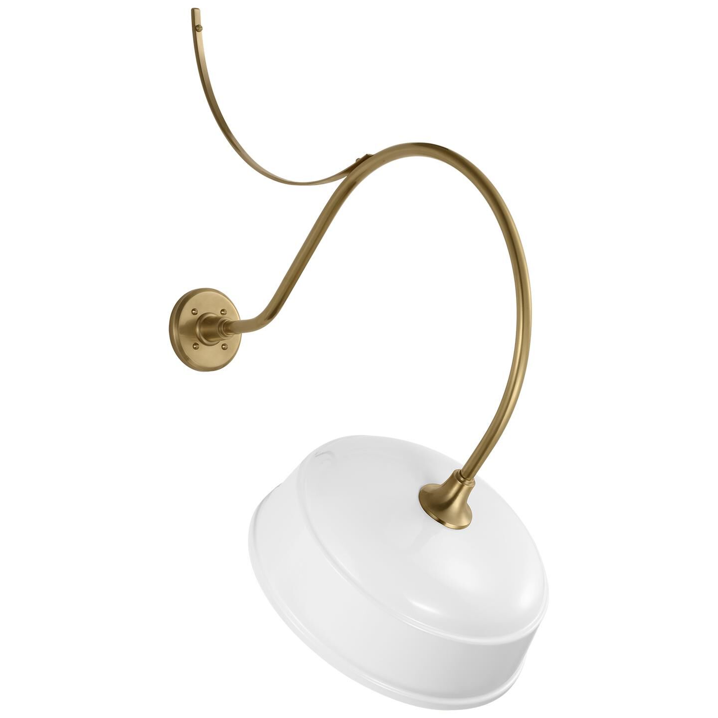 Shown in Hand-Rubbed Antique Brass finish and White Rockhouse shade