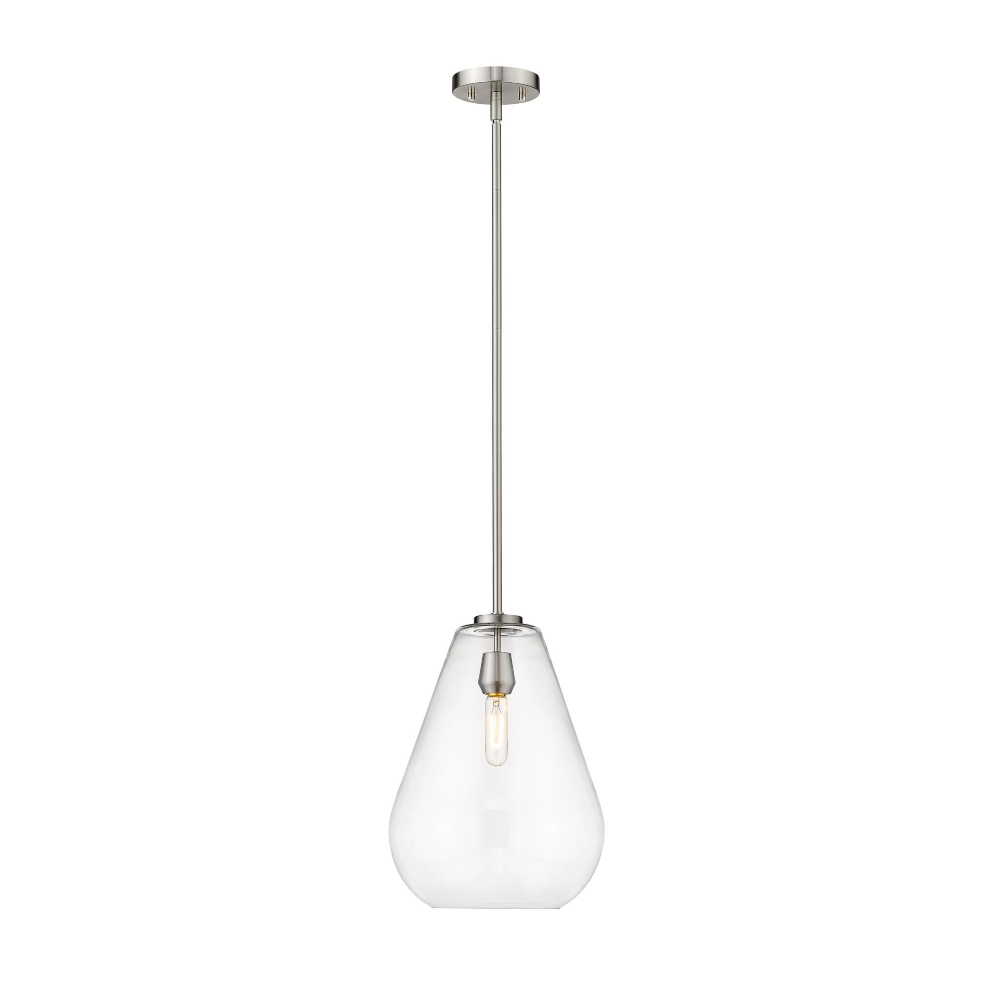 Shown in Brushed Nickel finish and Glass shade