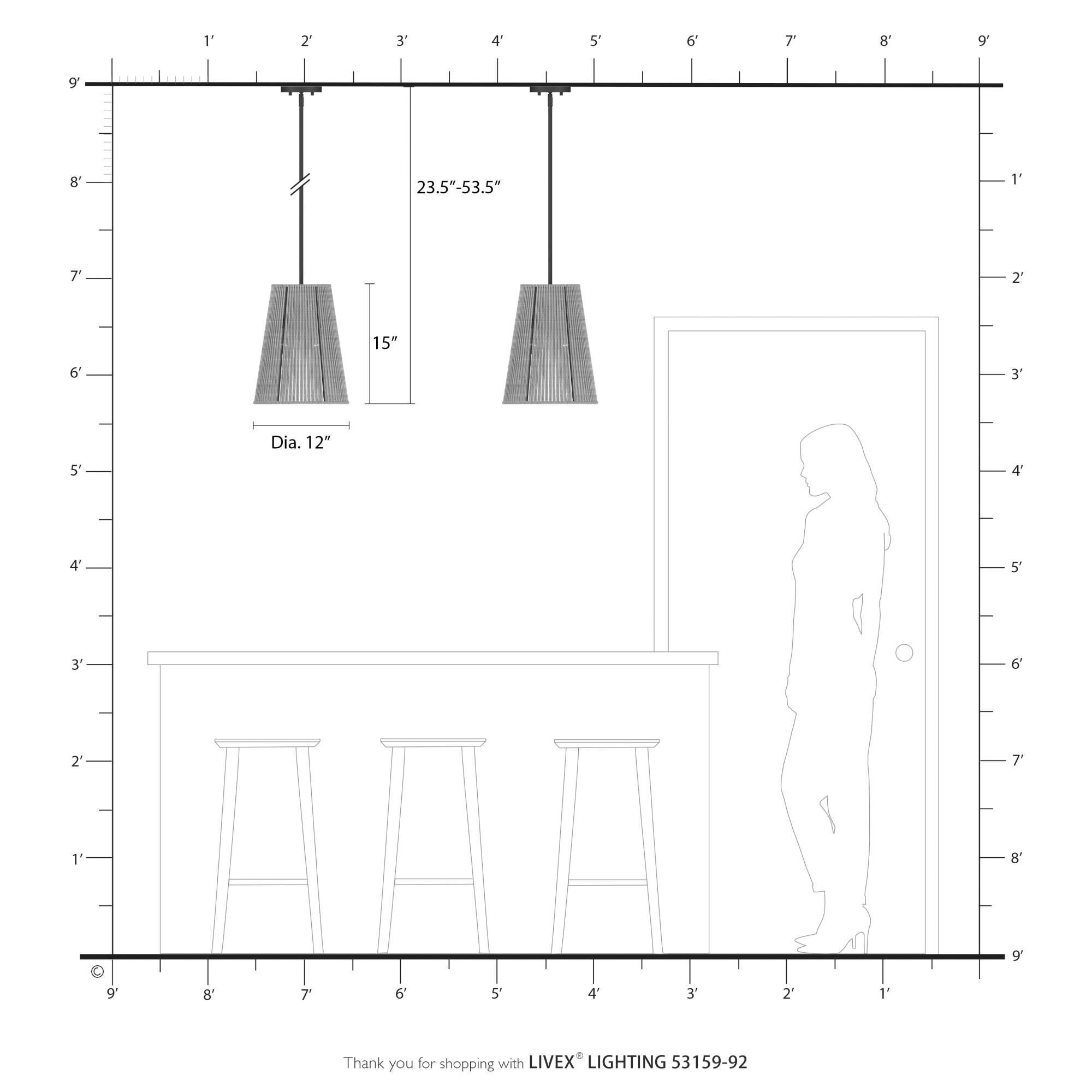Florell 12 Inch Mini Pendant by Livex Lighting