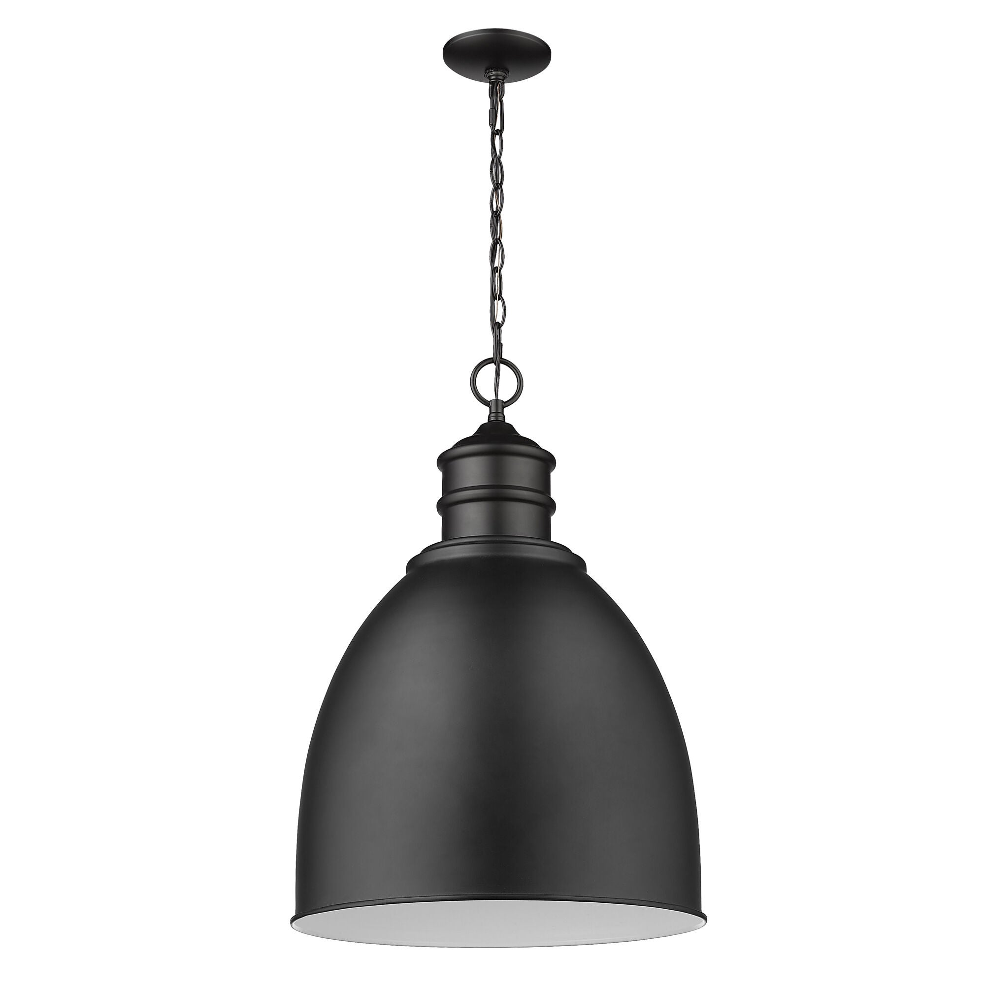 Shown in Matte Black finish and Matte Black glass and Matte Black Dome Shaped Metal shade