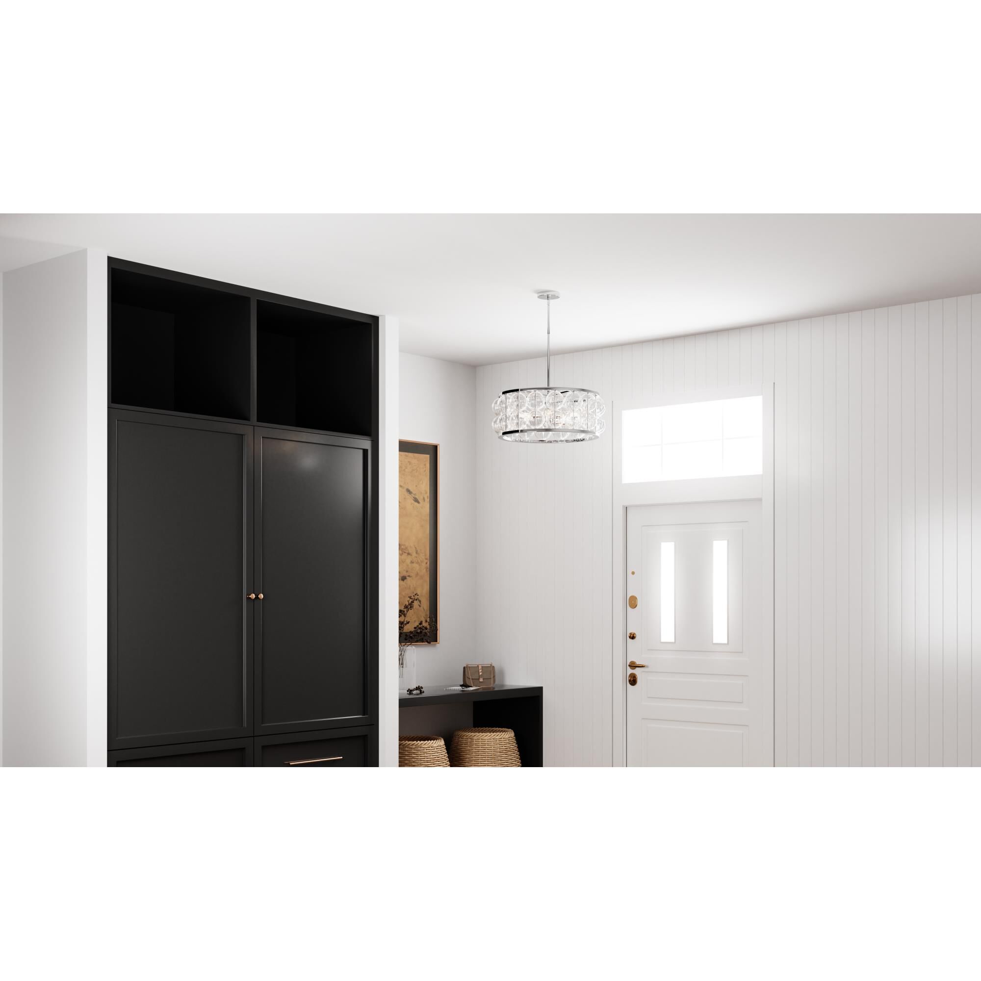 Shown in Polished Chrome finish and Clear Ribbed glass