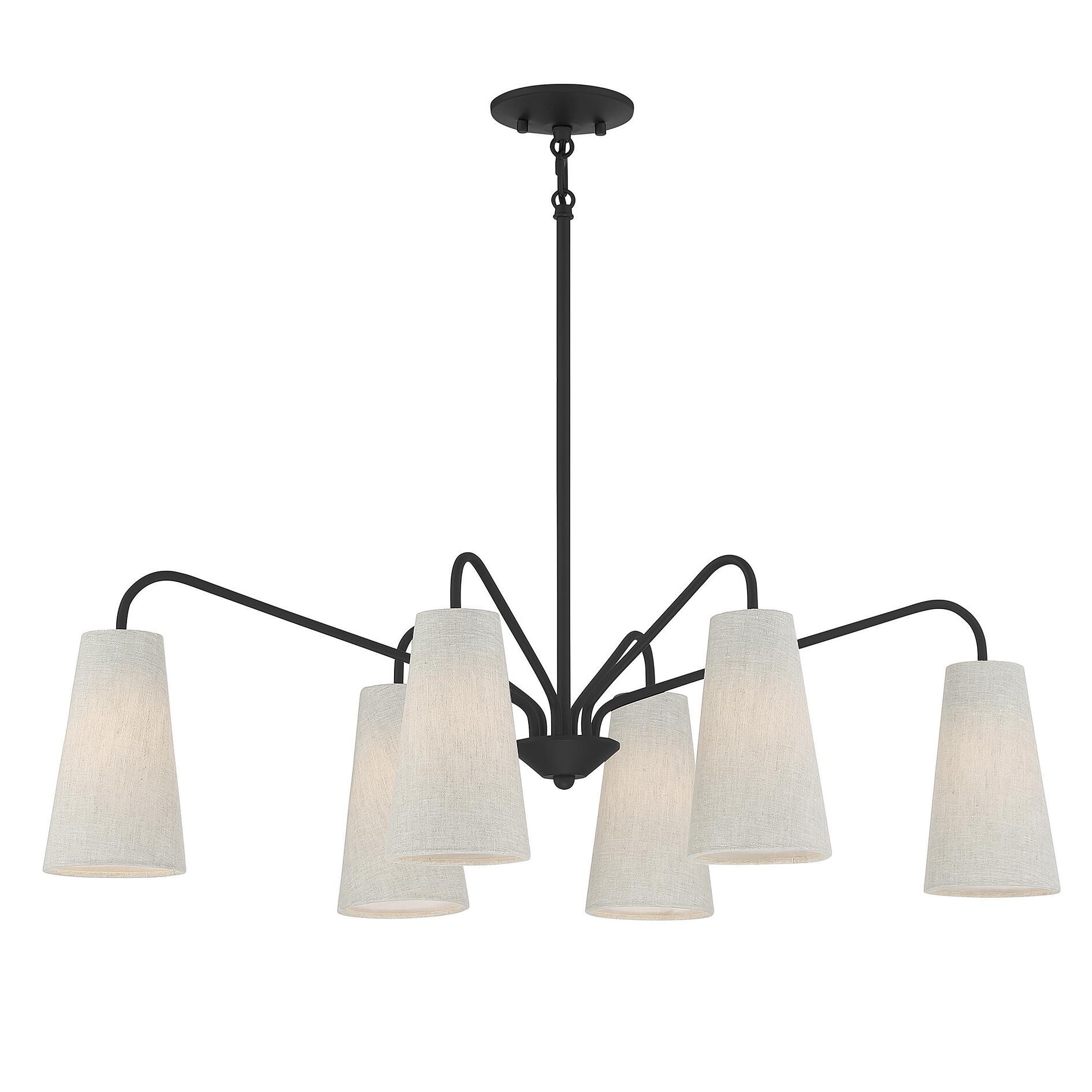 Shown in Matte Black finish and Oatmeal Fabric shade