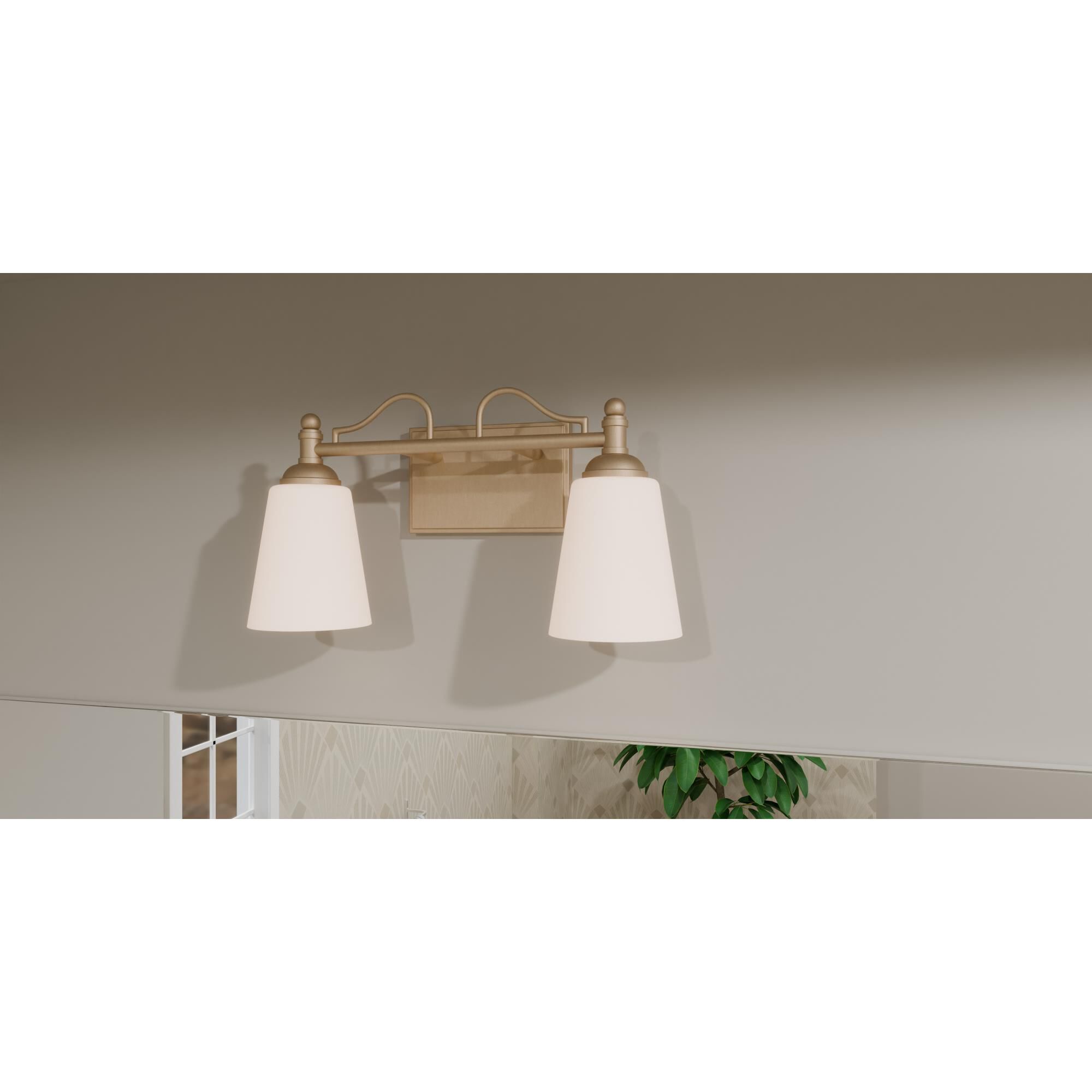 Shown in Bronze Gold finish and Opal Etched glass