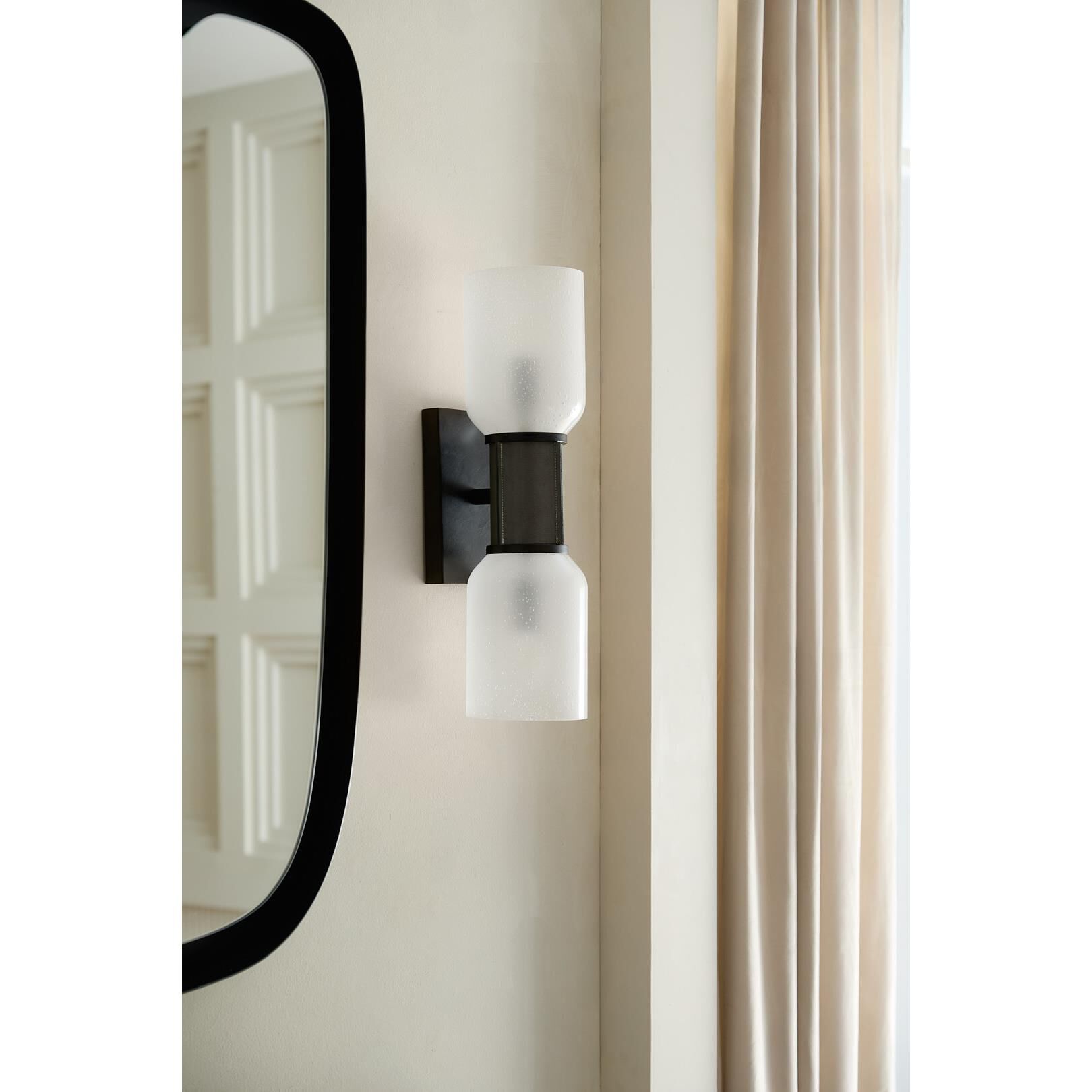 Shown in English Bronze finish and Frosted glass