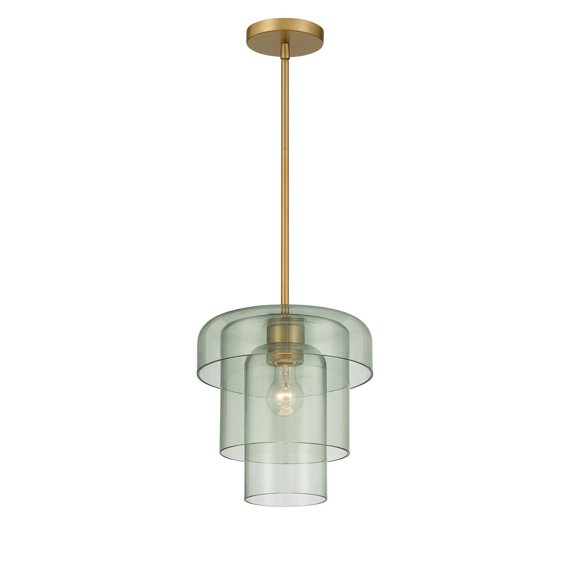 Shown in Legacy Brass finish and Green glass