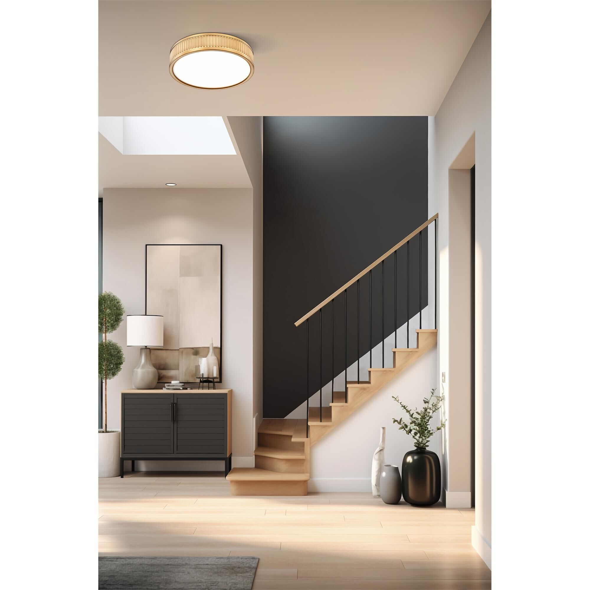 Shown in Modern Gold finish and Frosted glass and Frosted shade