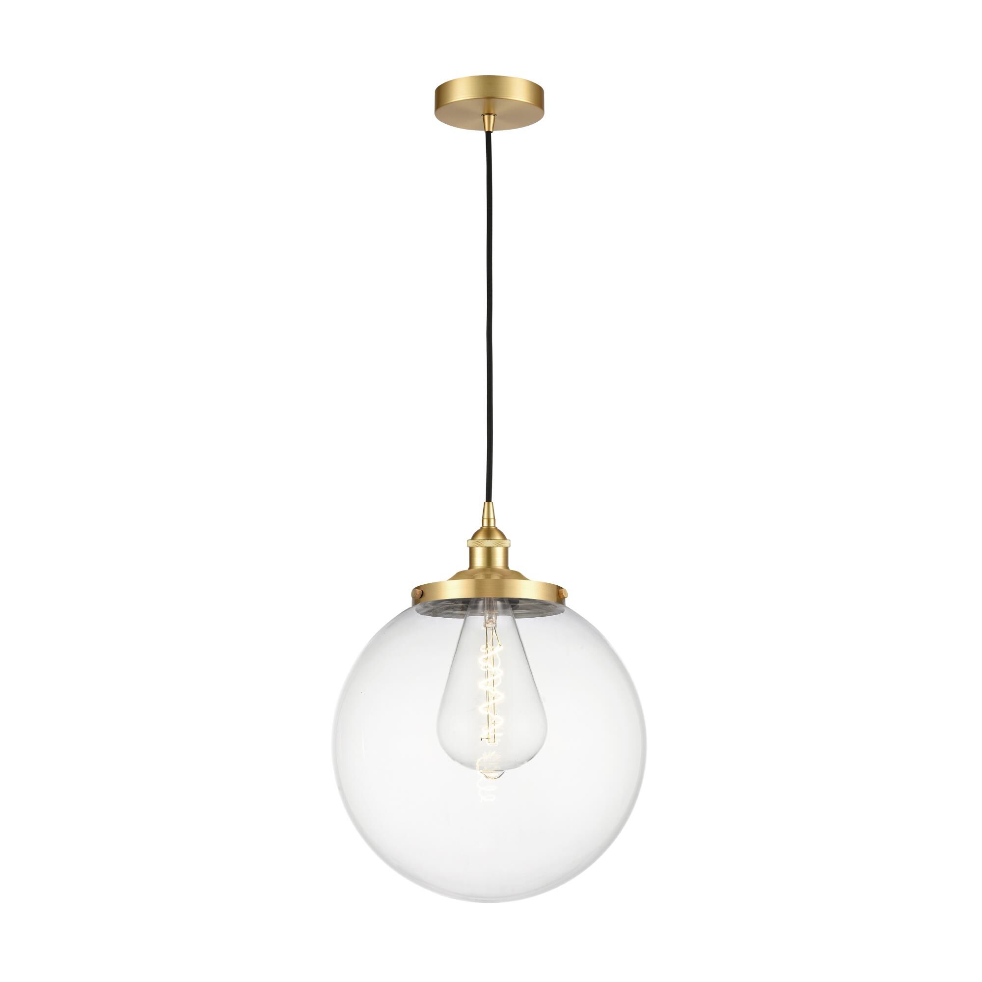 Shown in Satin Gold finish and Clear glass