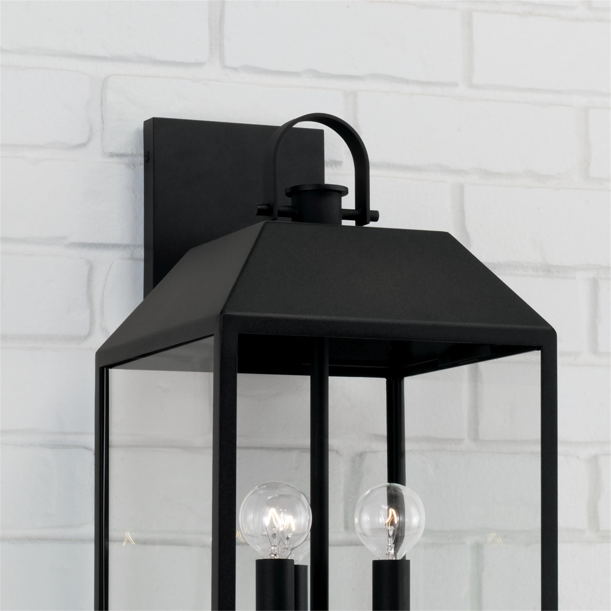 Shown in Black finish and Clear glass