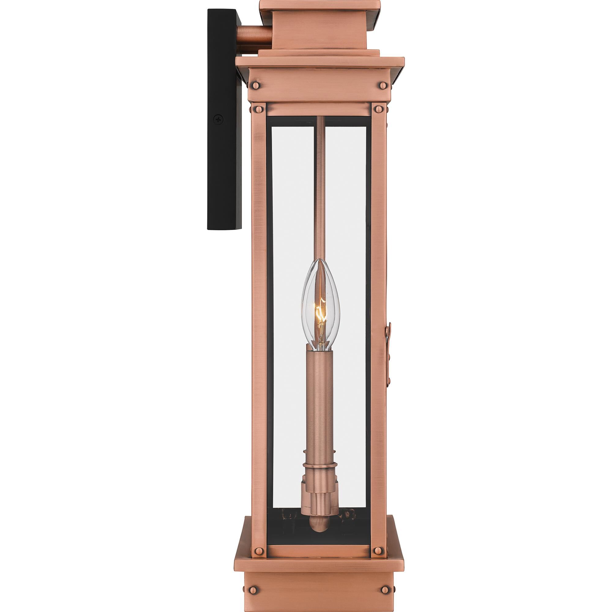 Shown in Aged Copper finish and Glass shade