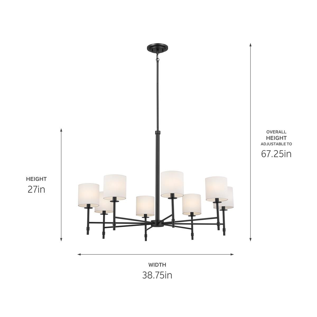 Shown in Black finish and Fabric and Drum shade