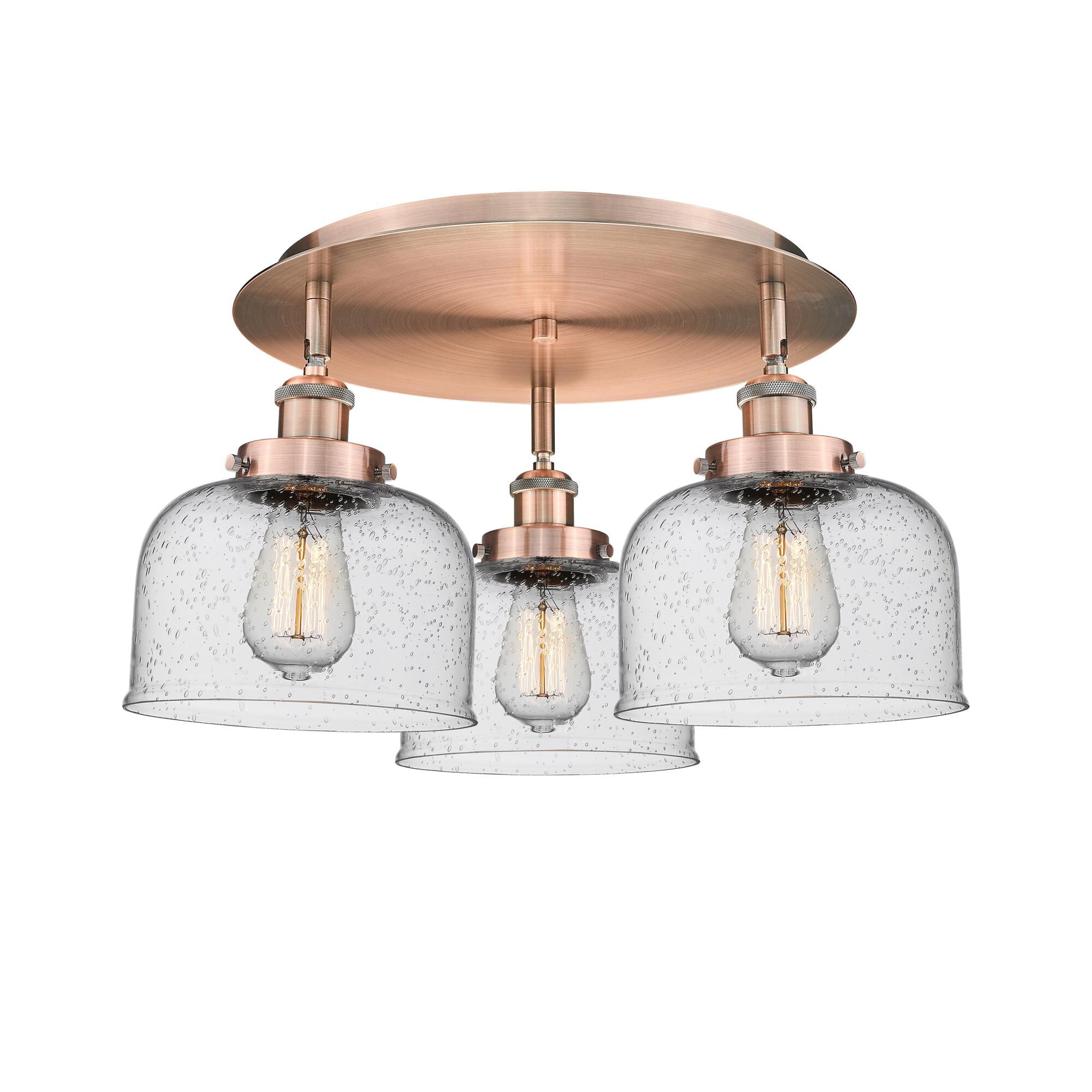 Shown in Antique Copper finish and Seedy glass