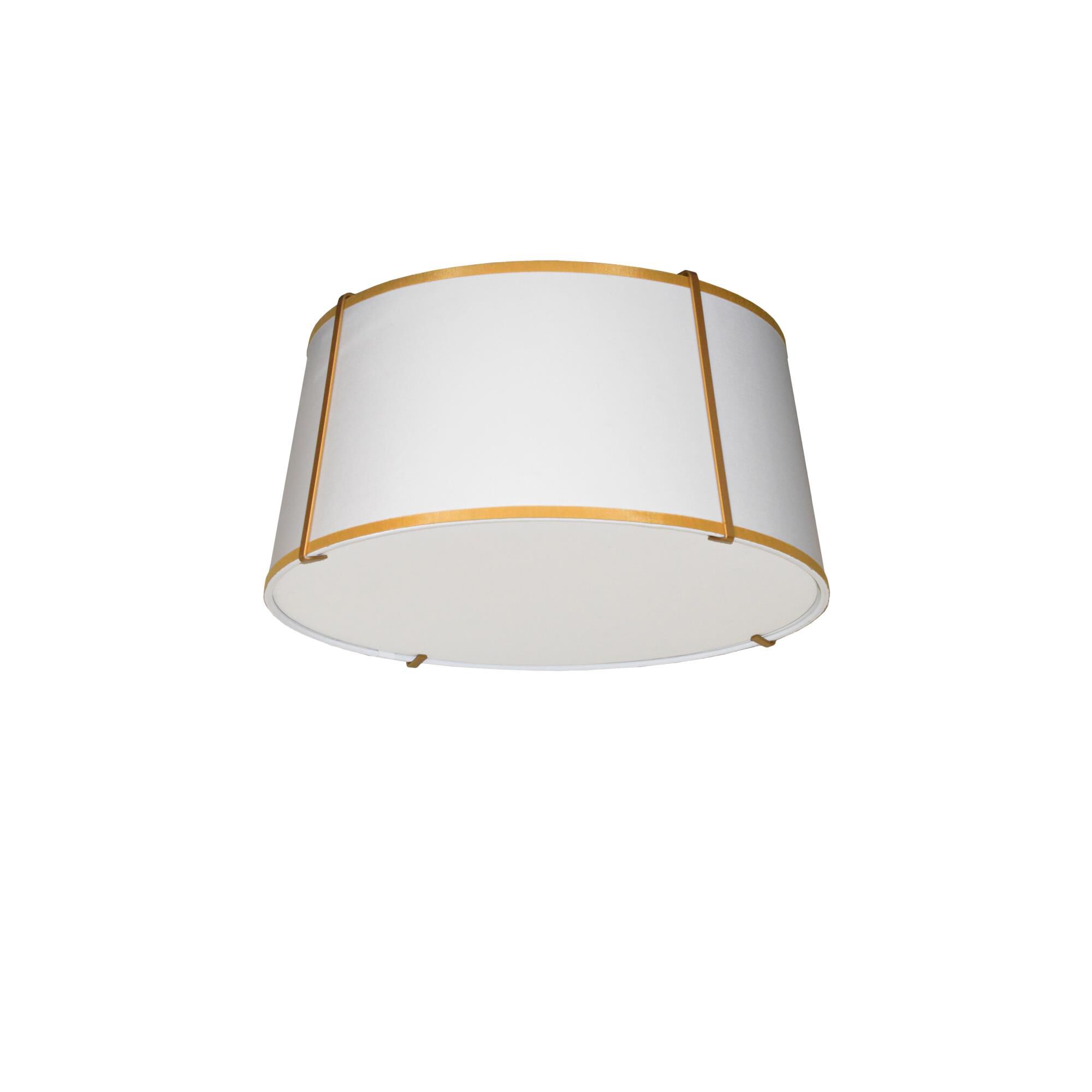 Shown in Gold and White finish and White Fabric Tapered Drum shade