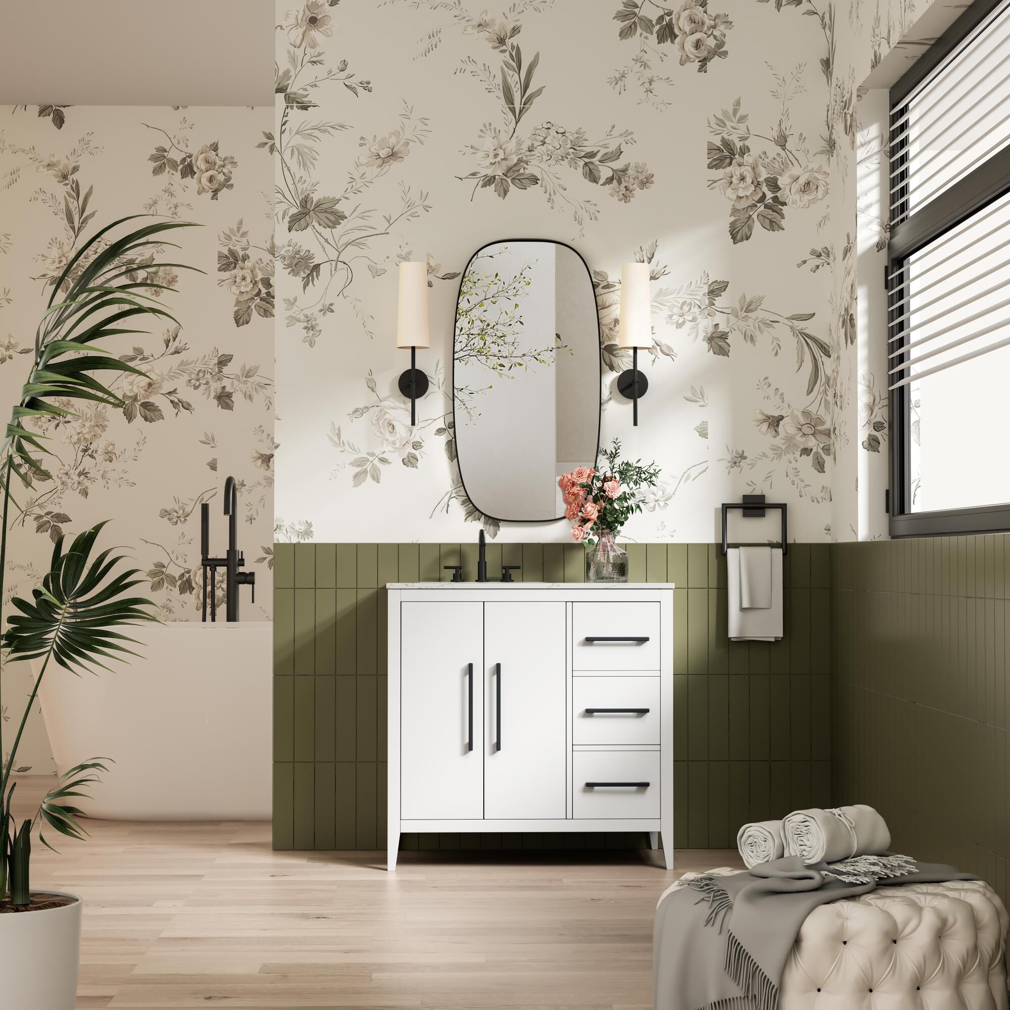 Shown in White finish